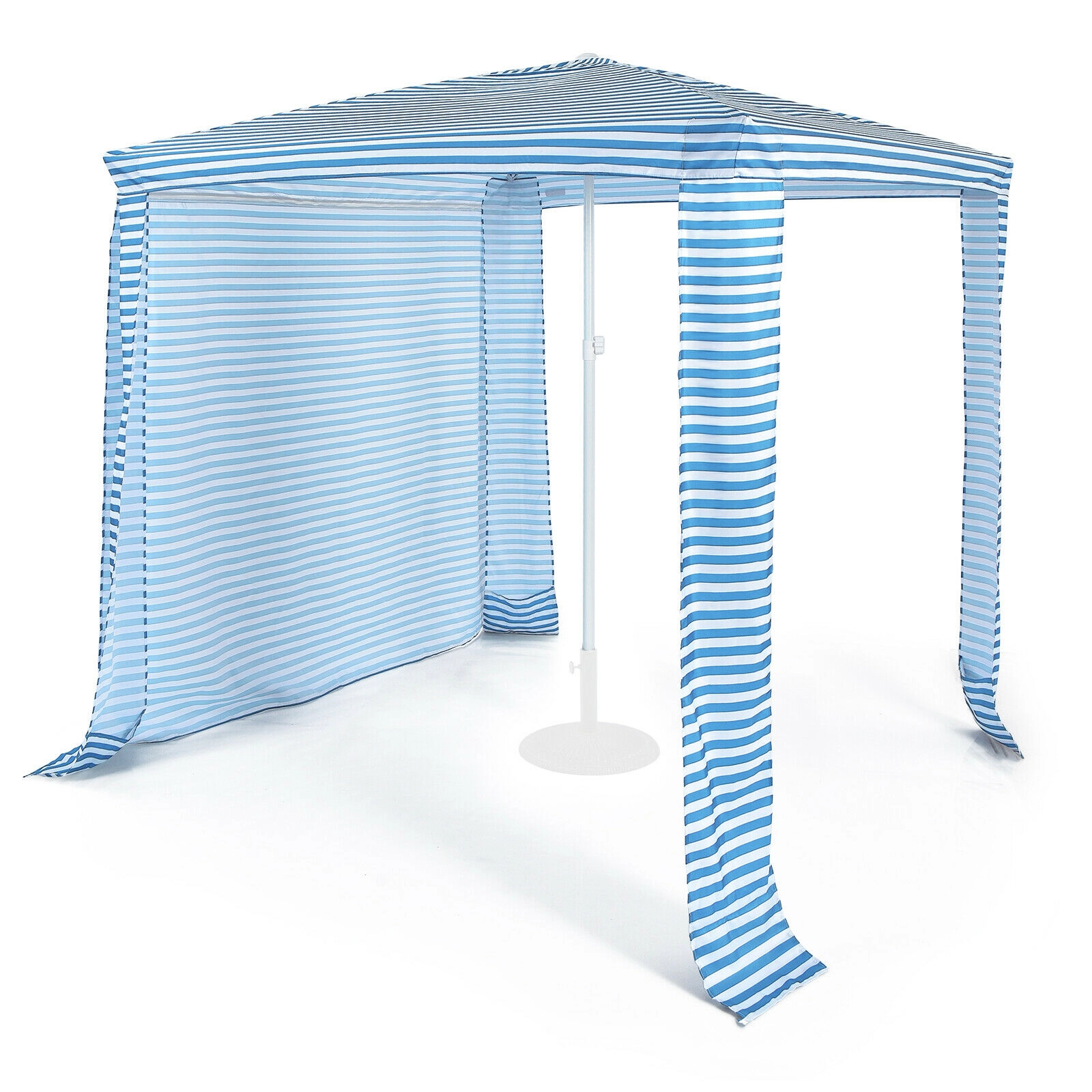 SUGIFT Blue Striped 4-Person Beach Canopy Tent with Sidewall
