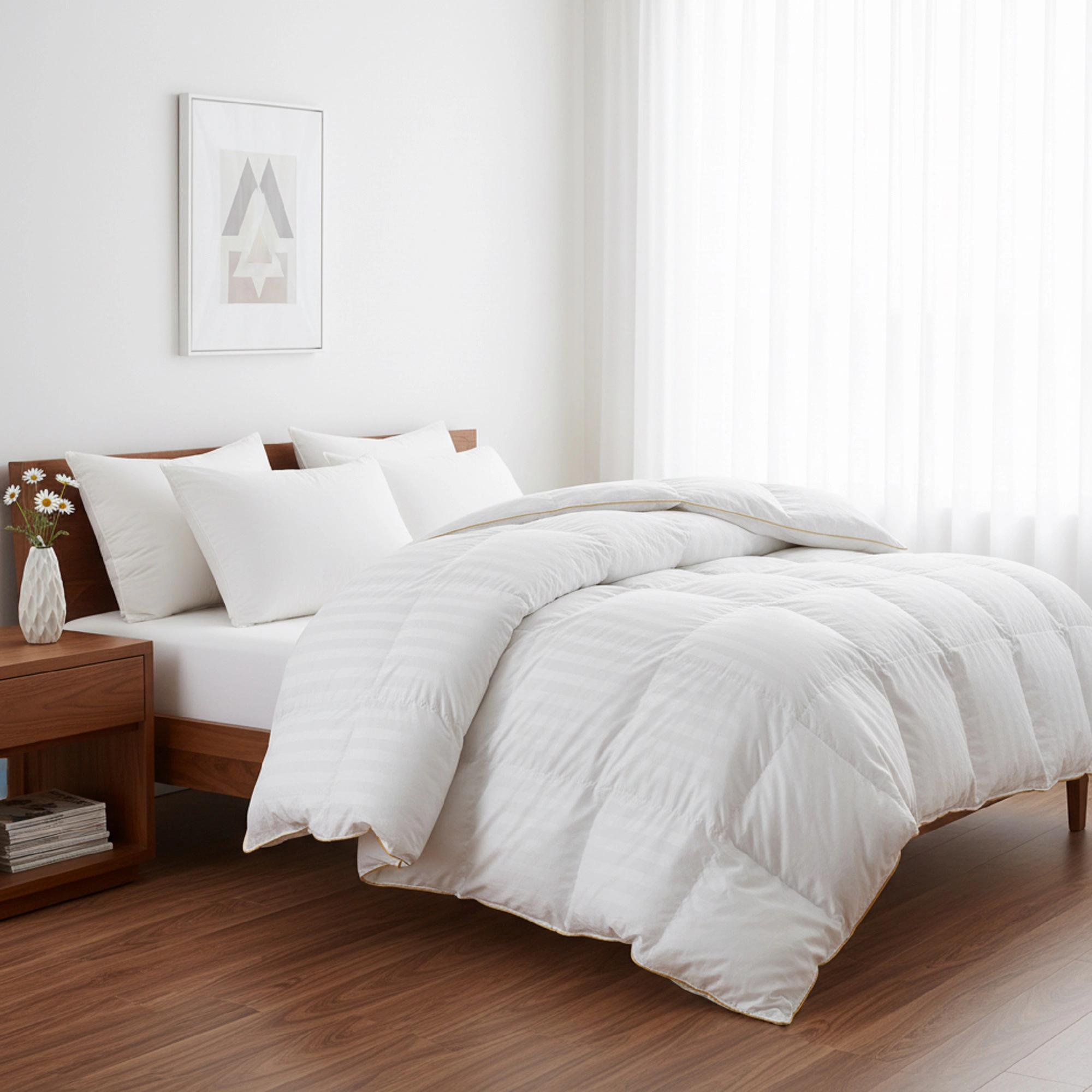 Unikome All Season Goose Down Feather Comforter – 500TC 100% Cotton Shell