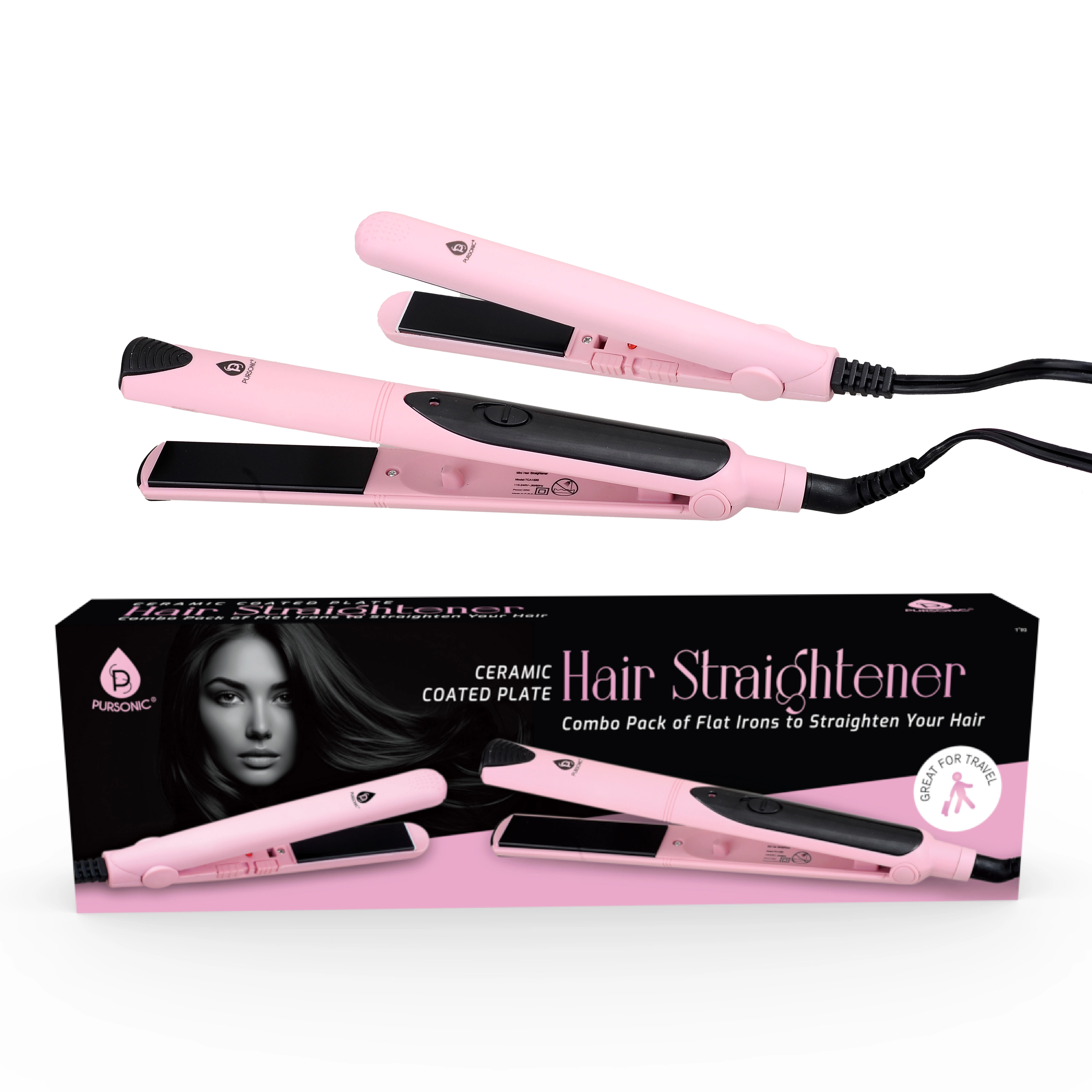 Pursonic Women’s Professional Salon Quality Flat Iron Hair Straightener with Free Travel