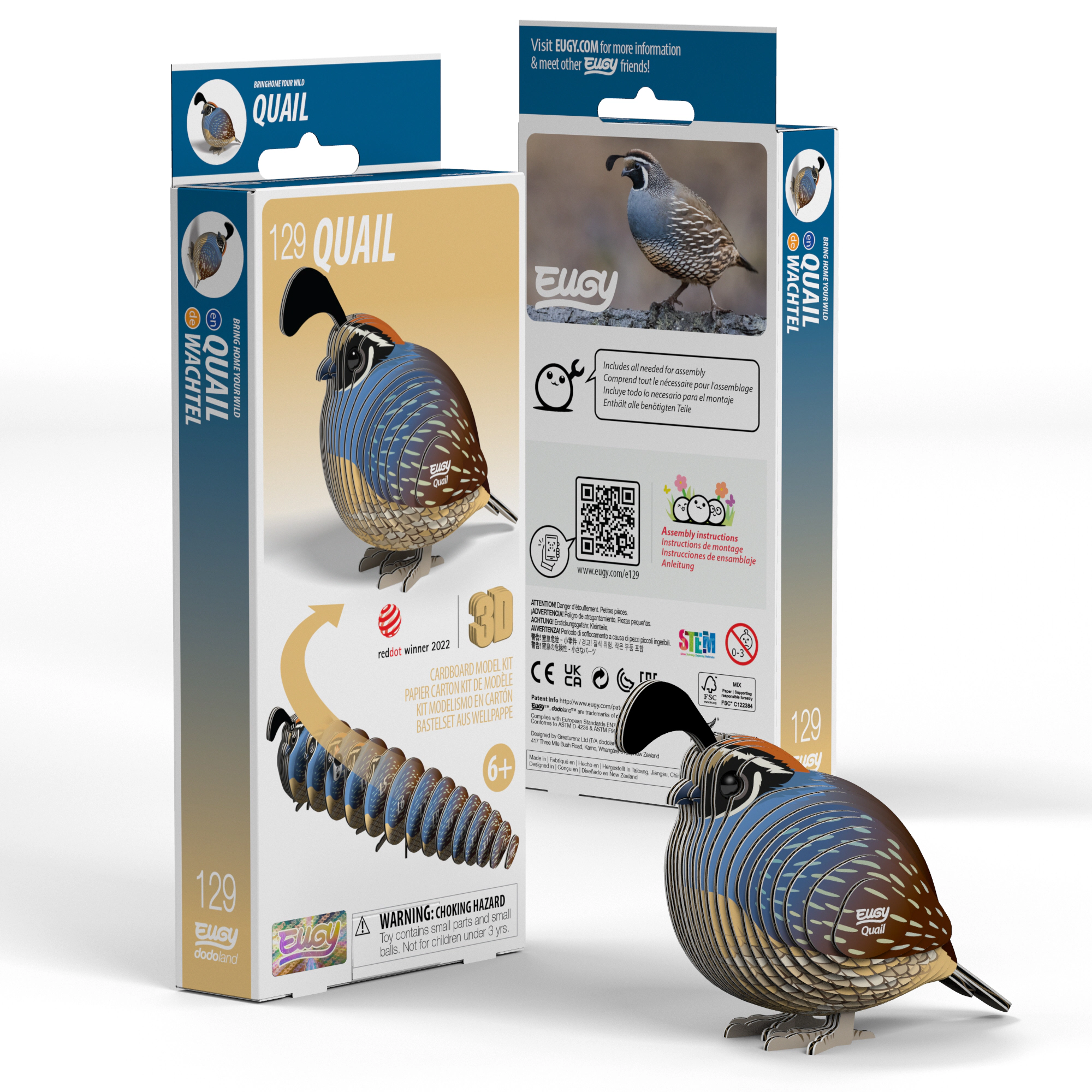 EUGY Quail 3D Puzzle - contains 33 puzzle pieces