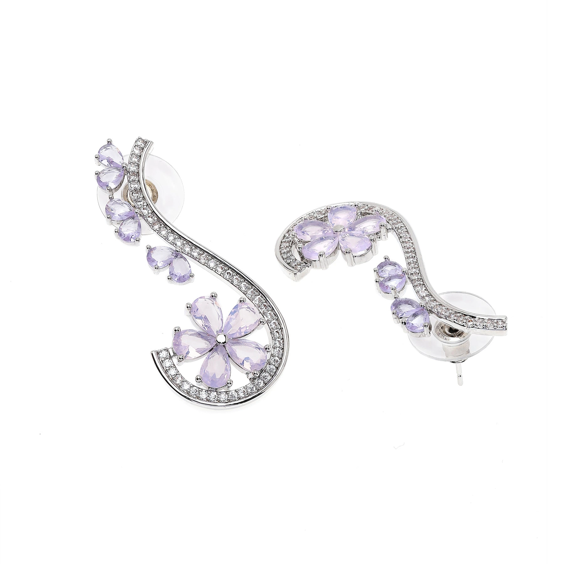 AGP PARIS Womens Blooming Purple Drop Earrings