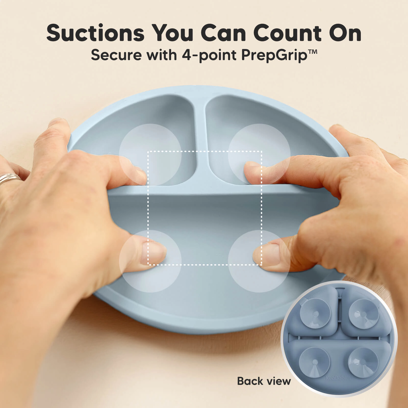 KeaBabies 3-Pack Prep Silicone Suction Plates
