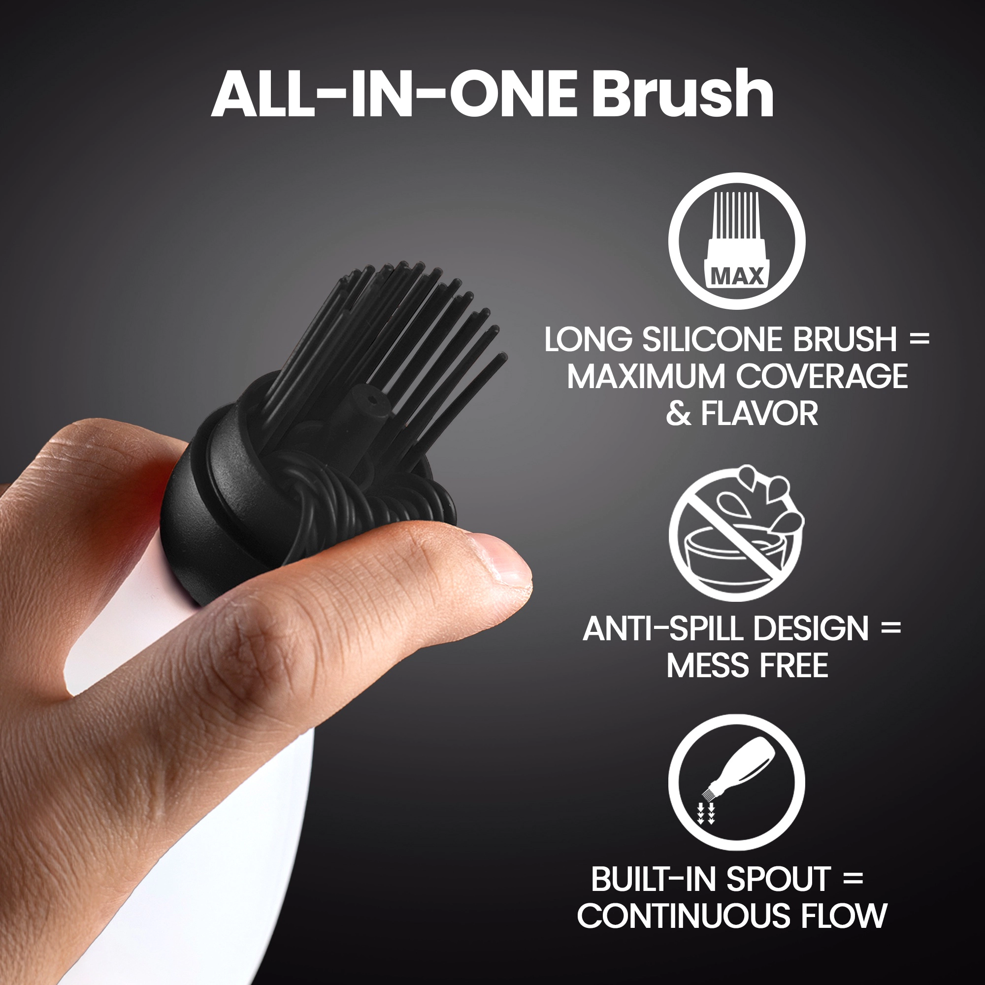 Gourmet Easy Silicone Pastry Brush, Slicone Basting Brush with Sauce Bottle (Black)