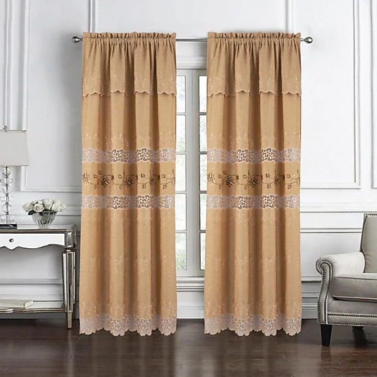 RT Designer Collection Antonia Macrame Luxurious Decorative Rod Pocket Curtain Panel 54" x 84" Gold