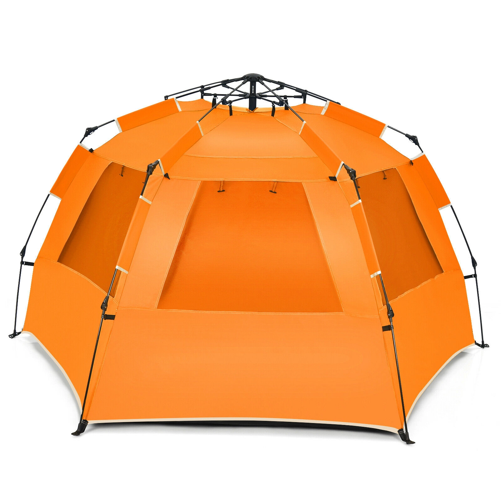 SUGIFT 3-4 Person Orange UPF 50+ Pop Up Beach Tent with 50-in Front Porch and 4 Pockets 100-in W 50-in D 52-in H