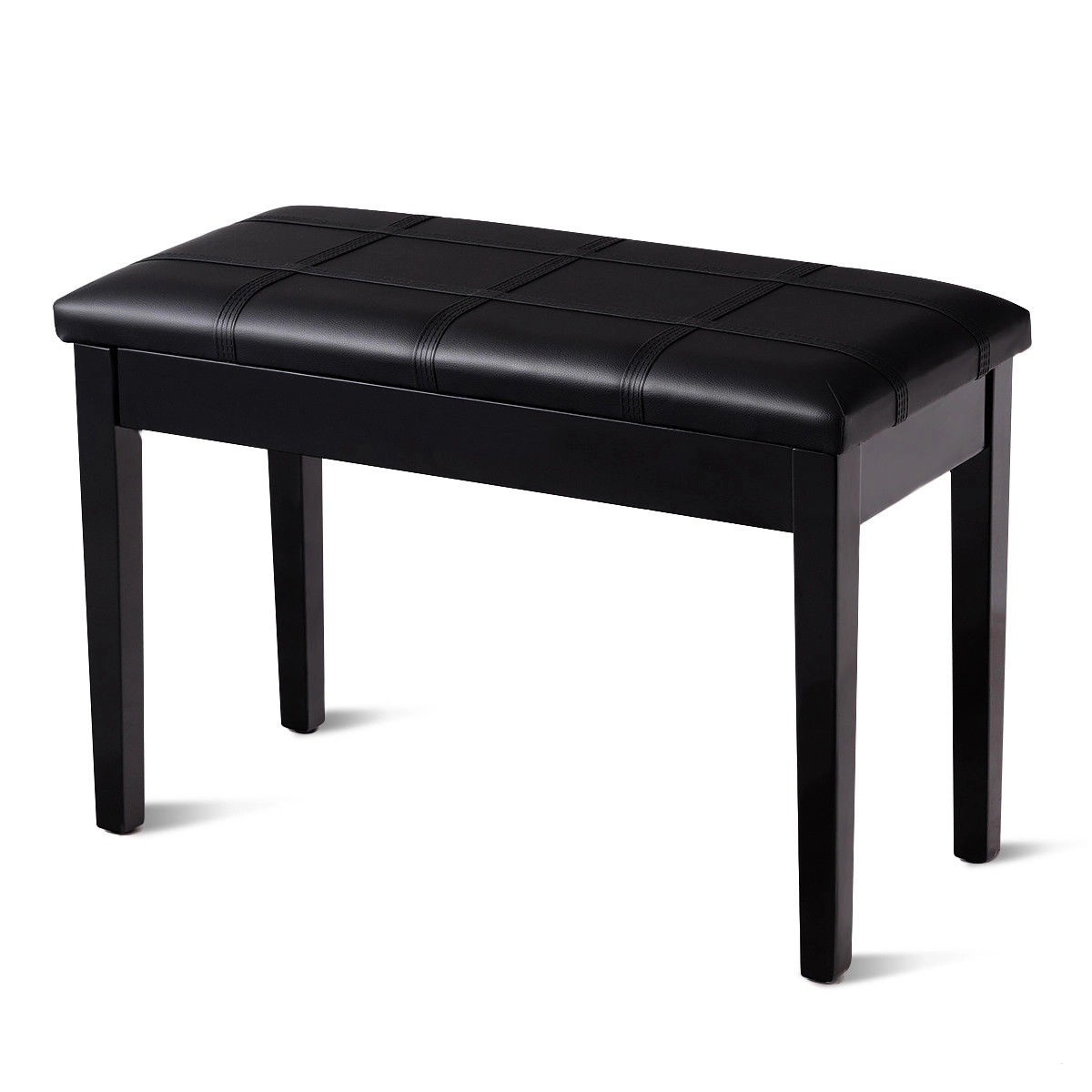 LJG Solid Wood PU Leather Piano Double Duet Keyboard Bench