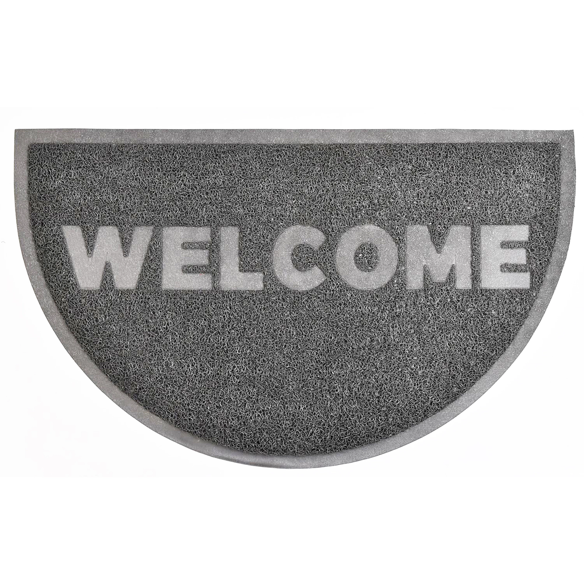 Evideco French Home Goods Gray Welcome Scraper PVC Doormat 30 x 18 Inches