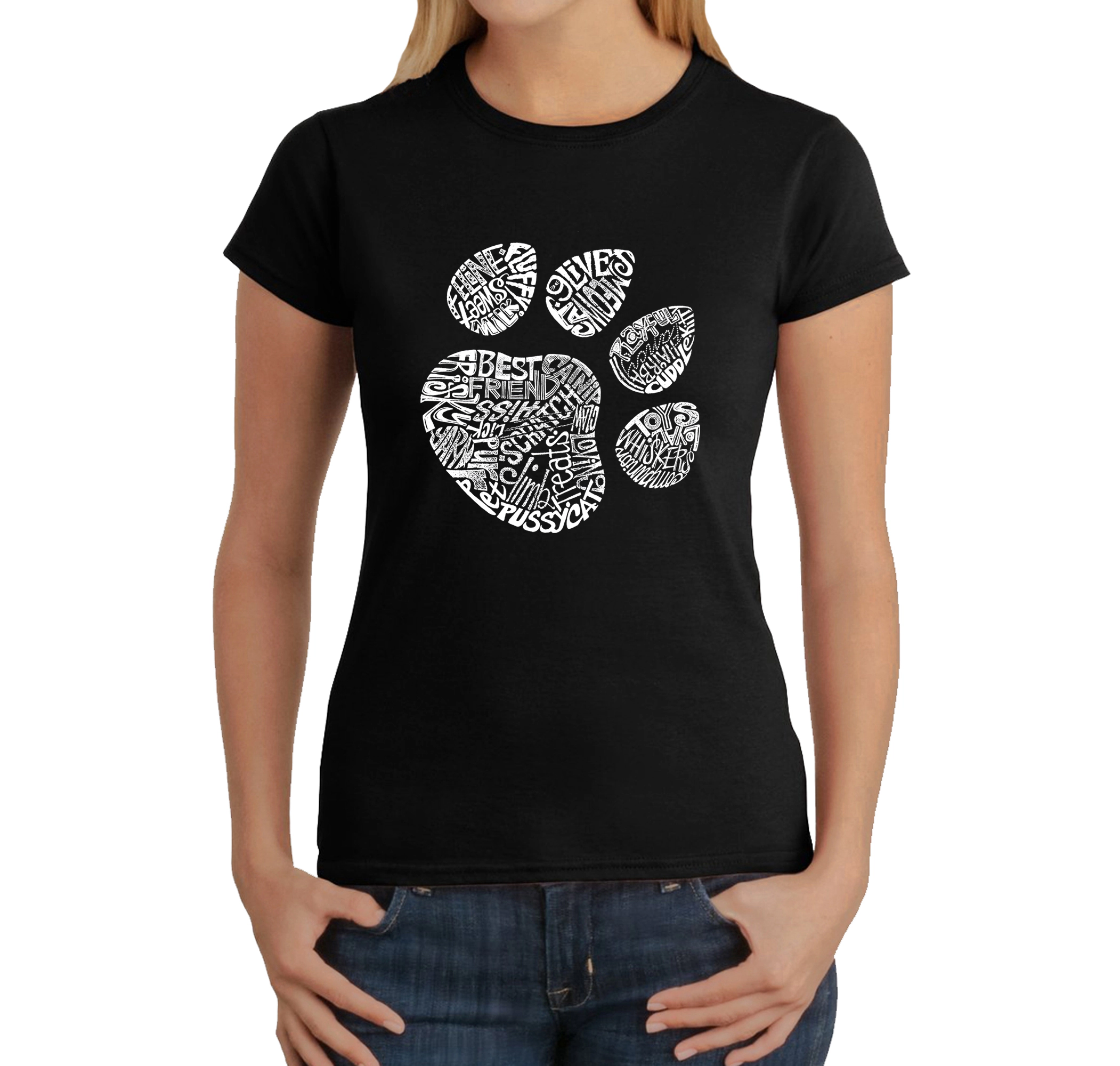 LA Pop Art Women's Word T-Shirt  Cat Paw