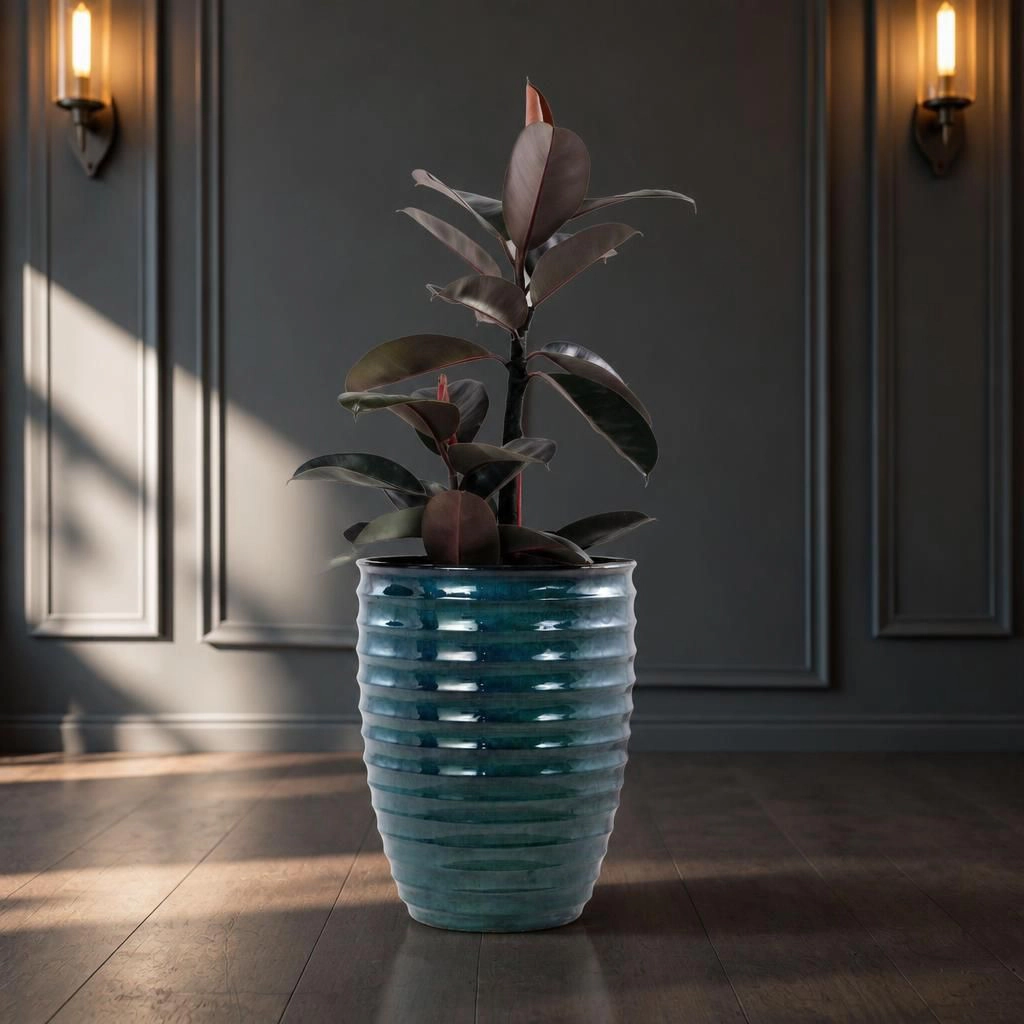 WOW PIONEER Large Round Ceramic Standing Planter Pot for Flowers Herbs Shrubs Outdoor Indoor