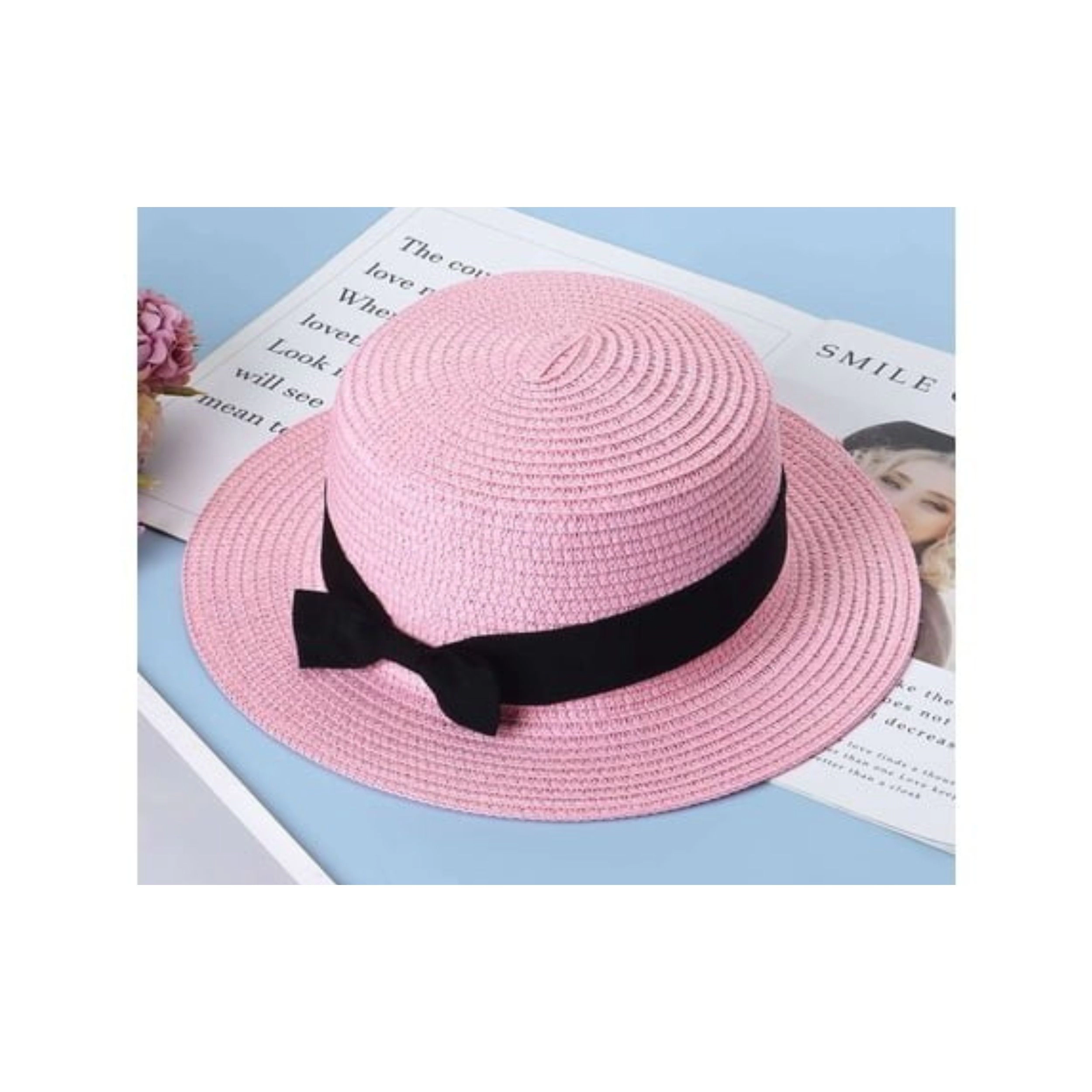 Home Collection Women’s Wide Brim Paper Straw Boater Sun Hat with Bow