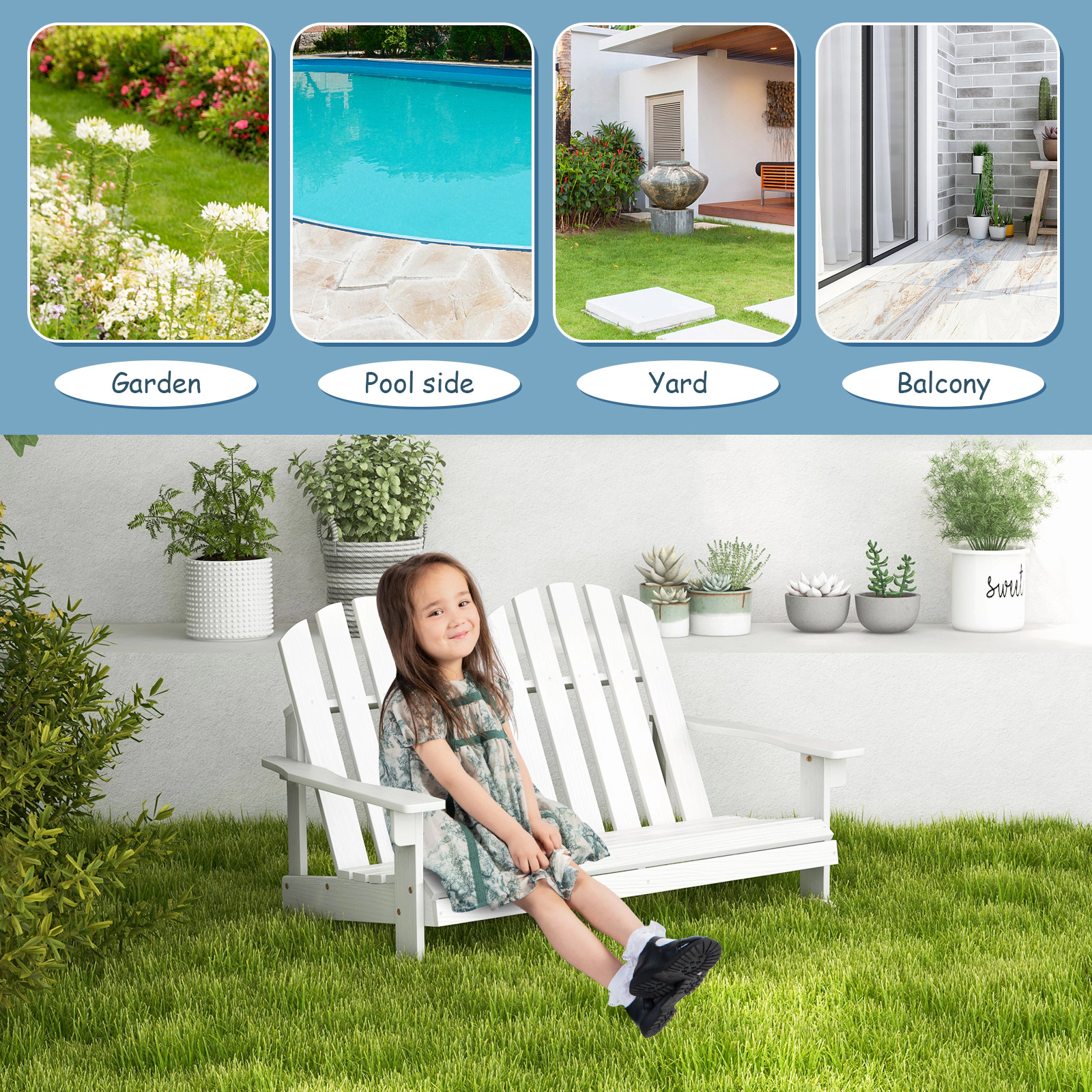 LJG 2 Person Adirondack Rocking Chair with Slatted Seat