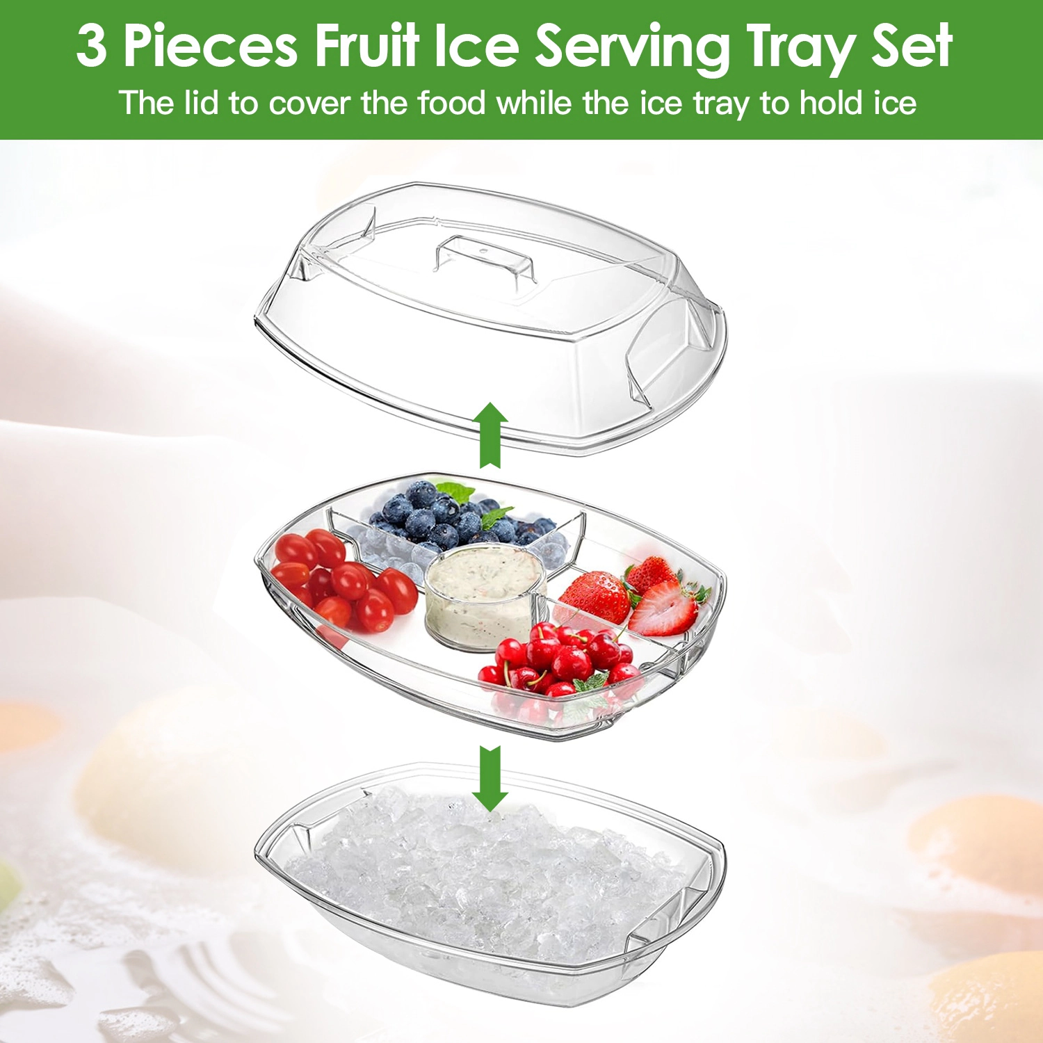GBruno 4-Compartment Chilled Serving Tray With Lid