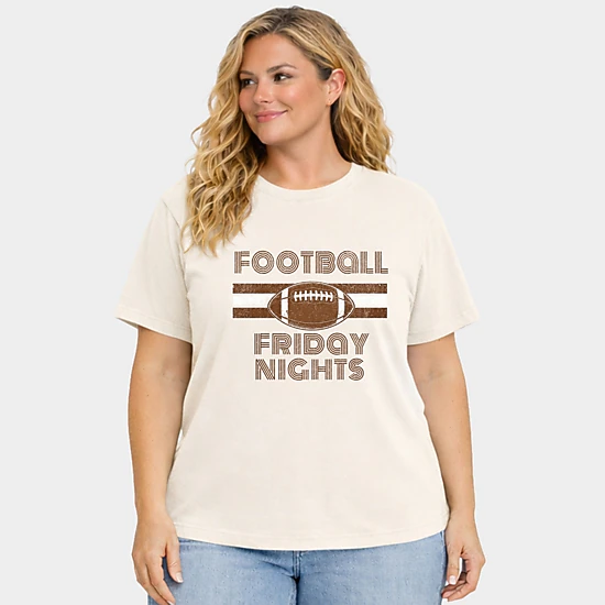 Simply Sage Market - Women's Plus Sized Garment Dyed Graphic T-Shirt - Football Friday Nights