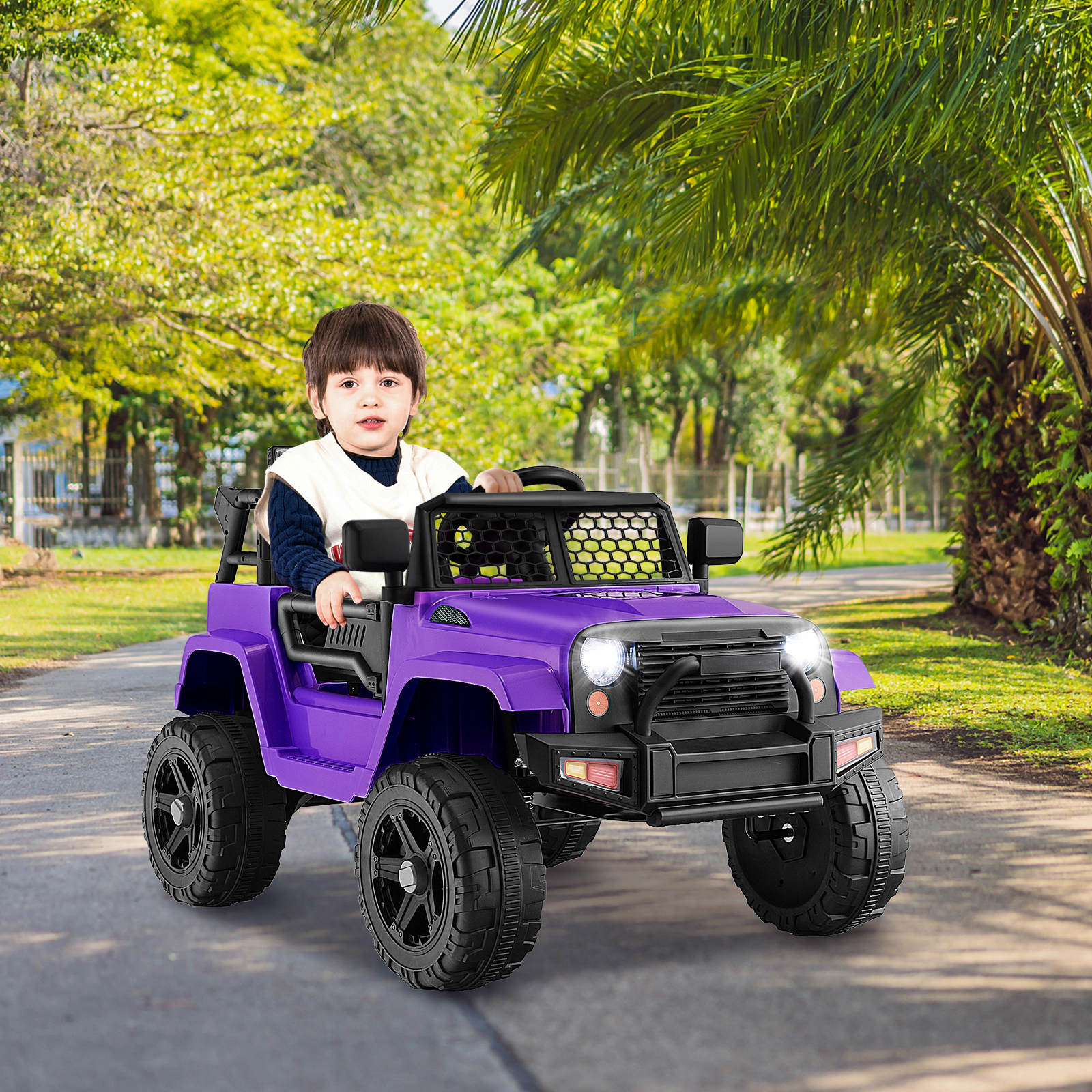 12V Kids Electric Car Spring Suspension Parent Remote and Rotating Mirrors for Ages 3-7 Battery Powered Ride On Truck