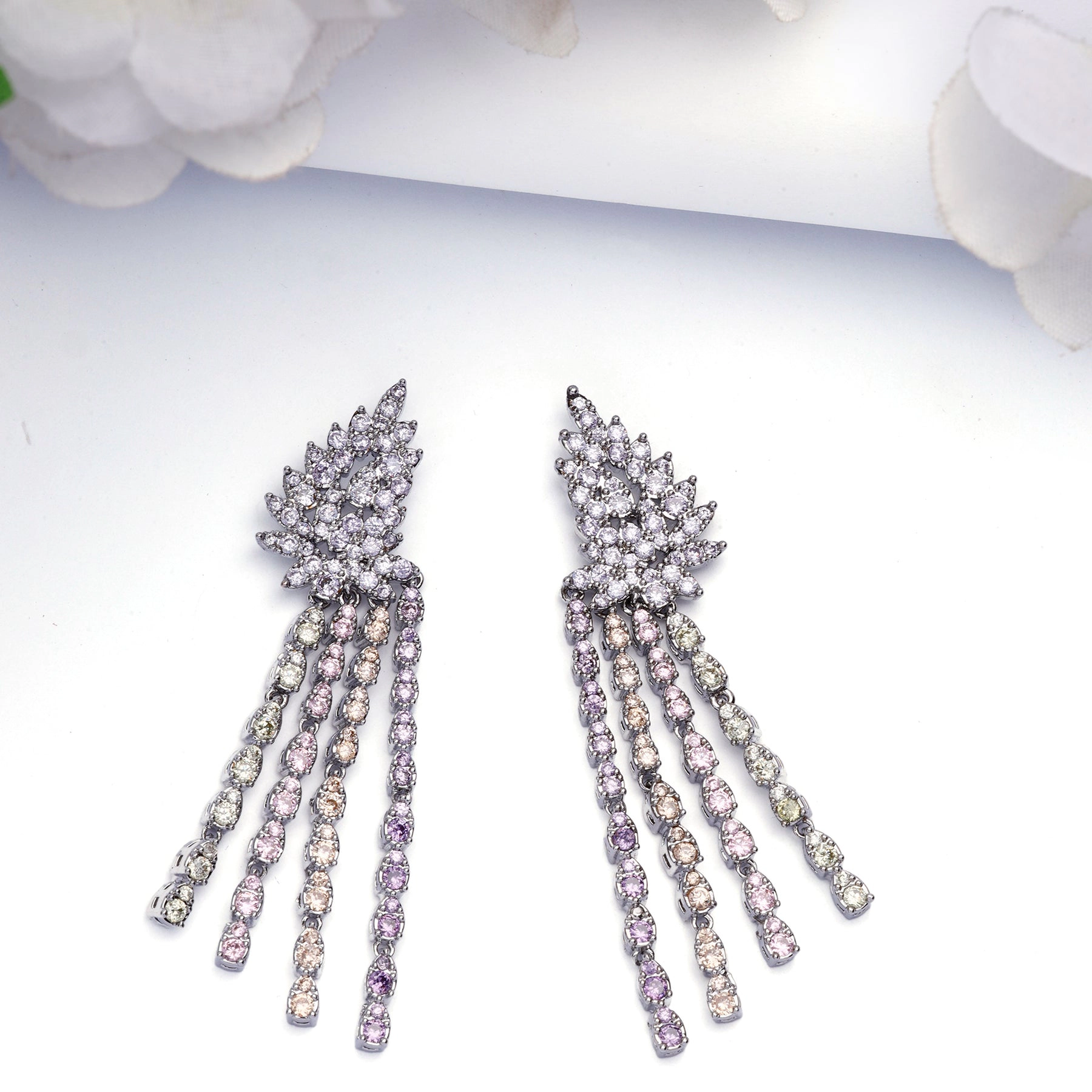AGP PARIS Womens Light Purple Tassel Drop Earrings