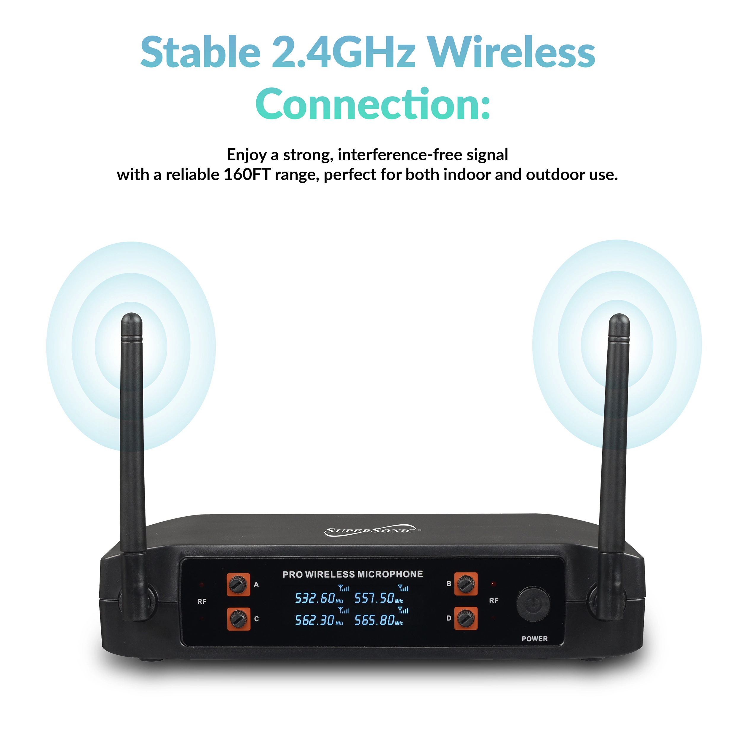 Supersonic 4 Channel 2.4G Wireless Microphone System