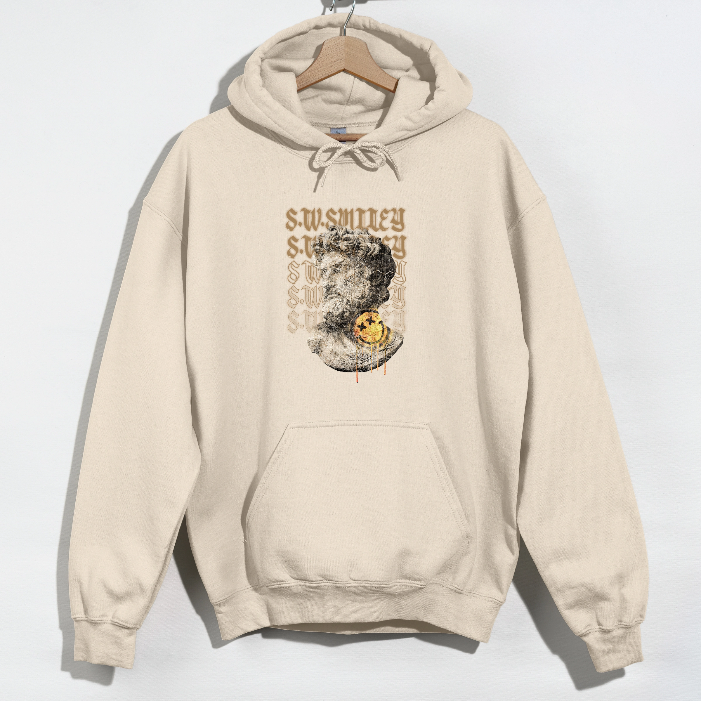 Simply Sage Market - Men's Graphic Hoodie S.W.Smiley Graffitti Roman Statue