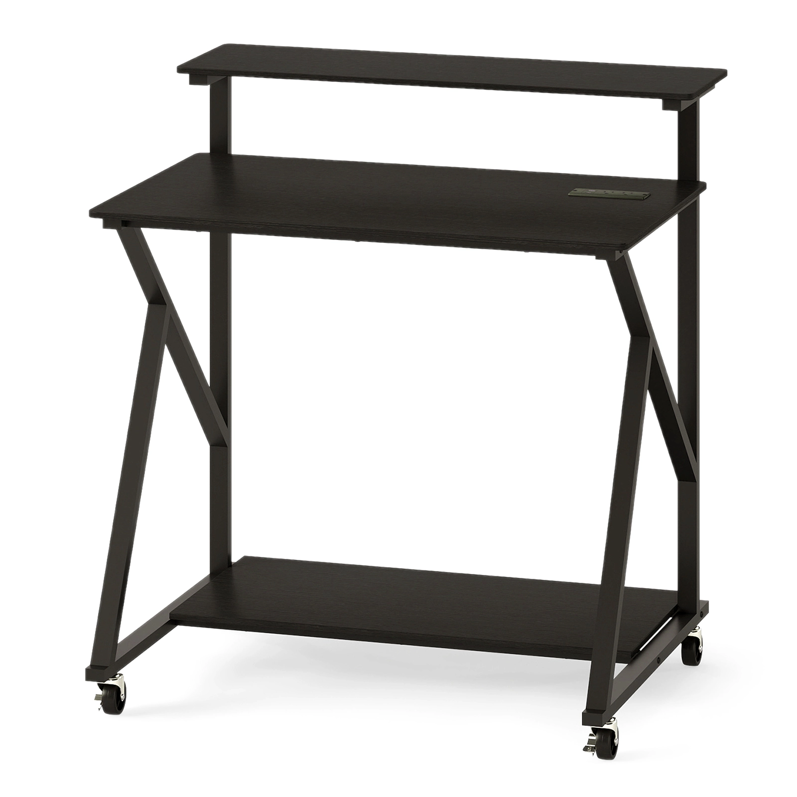 SUGIFT 32-Inch Rolling Computer Desk with Monitor Shelf, Power Outlet, USB and Type-C Ports