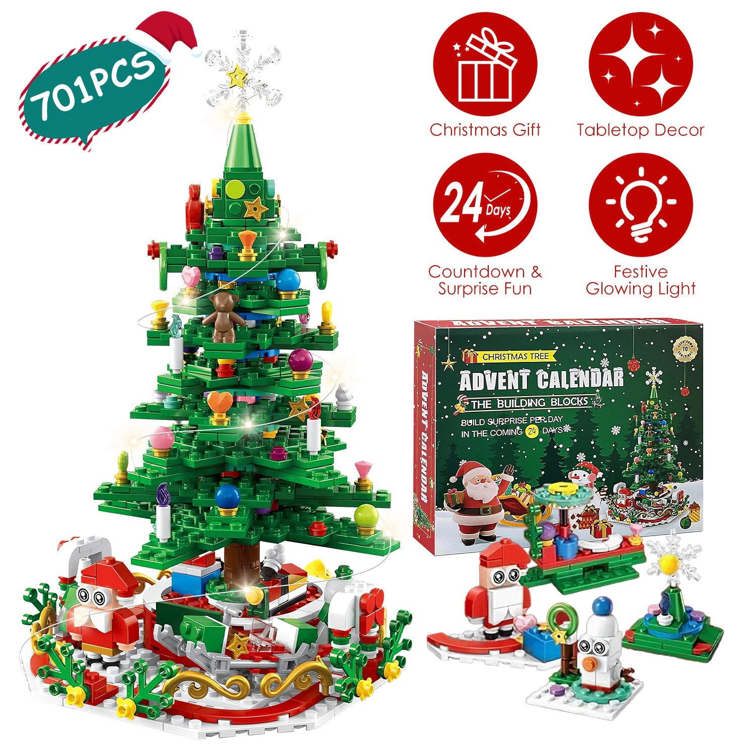 GBruno LED 24-Day Christmas Tree Building Set