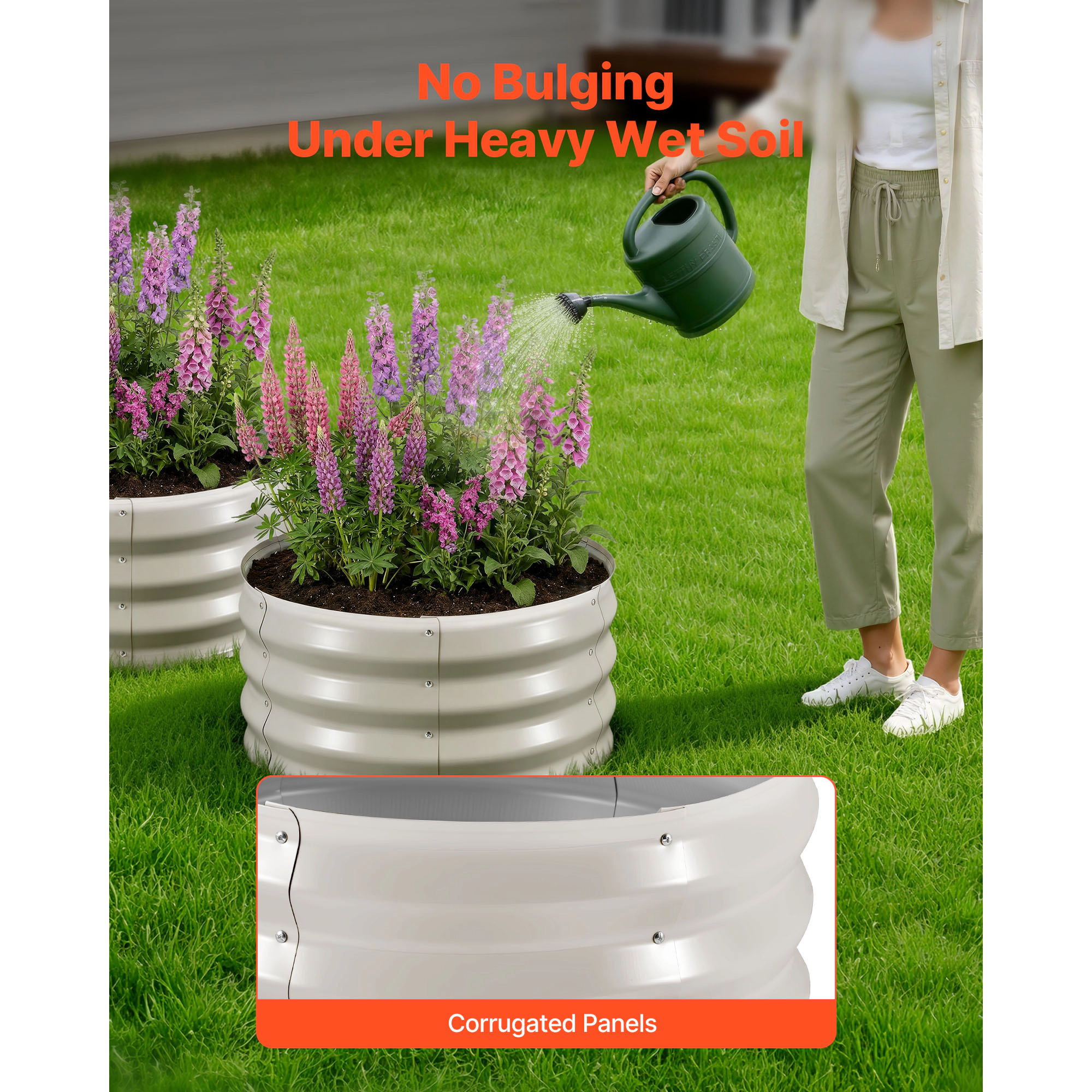 HONGGE Metal Raised Garden Outdoor Galvanized Planter Garden Planter Raised for Vegetables Flowers