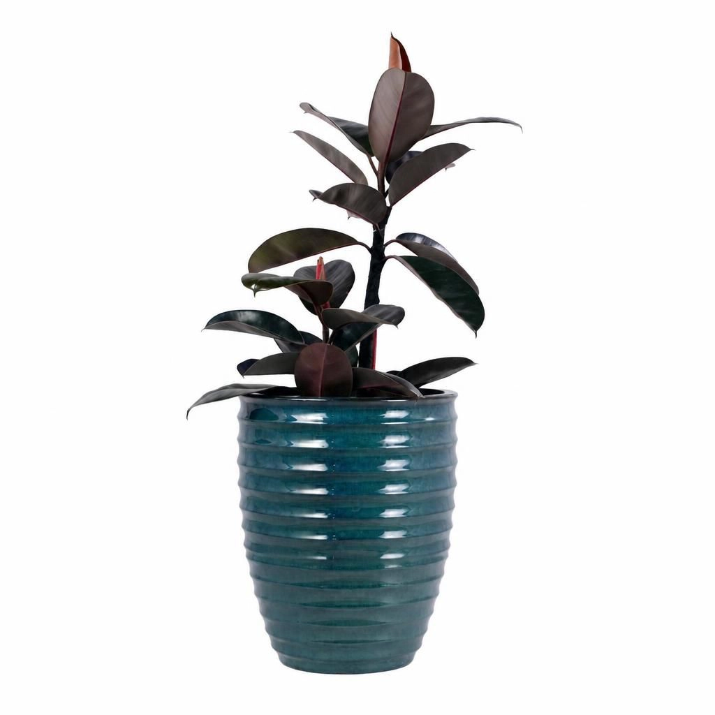 WOW PIONEER Large Round Ceramic Standing Planter Pot for Flowers Herbs Shrubs Outdoor Indoor