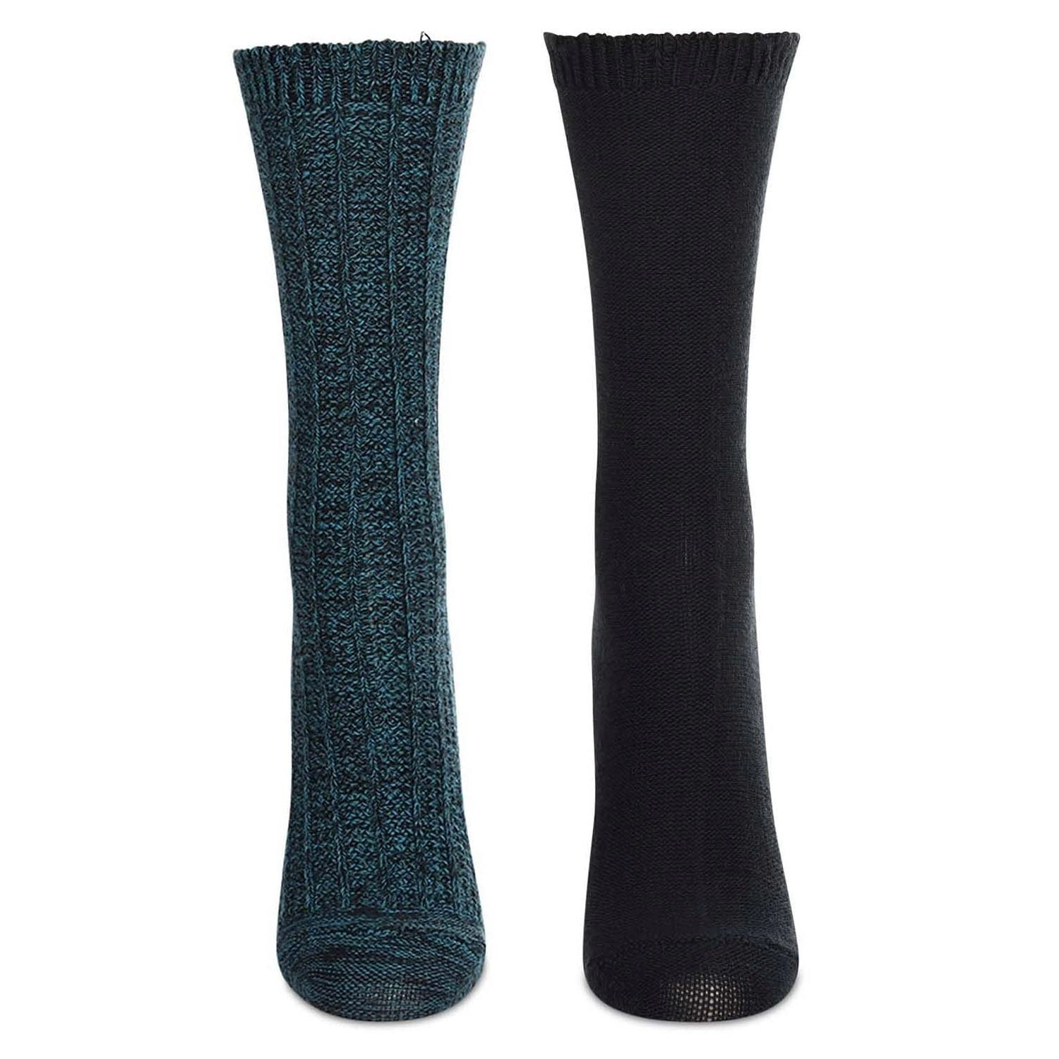 MeMoi 2 Pair Women's Scalloped-Cuff Cozy Knit Crew Socks