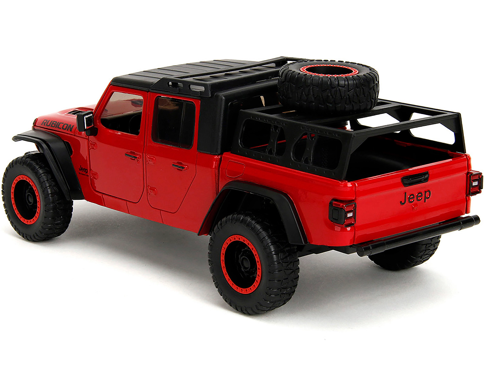 Jada 2020 Jeep Gladiator Rubicon Pickup Truck Red with Black Top and Extra Wheels "Just Trucks" Series 1/24