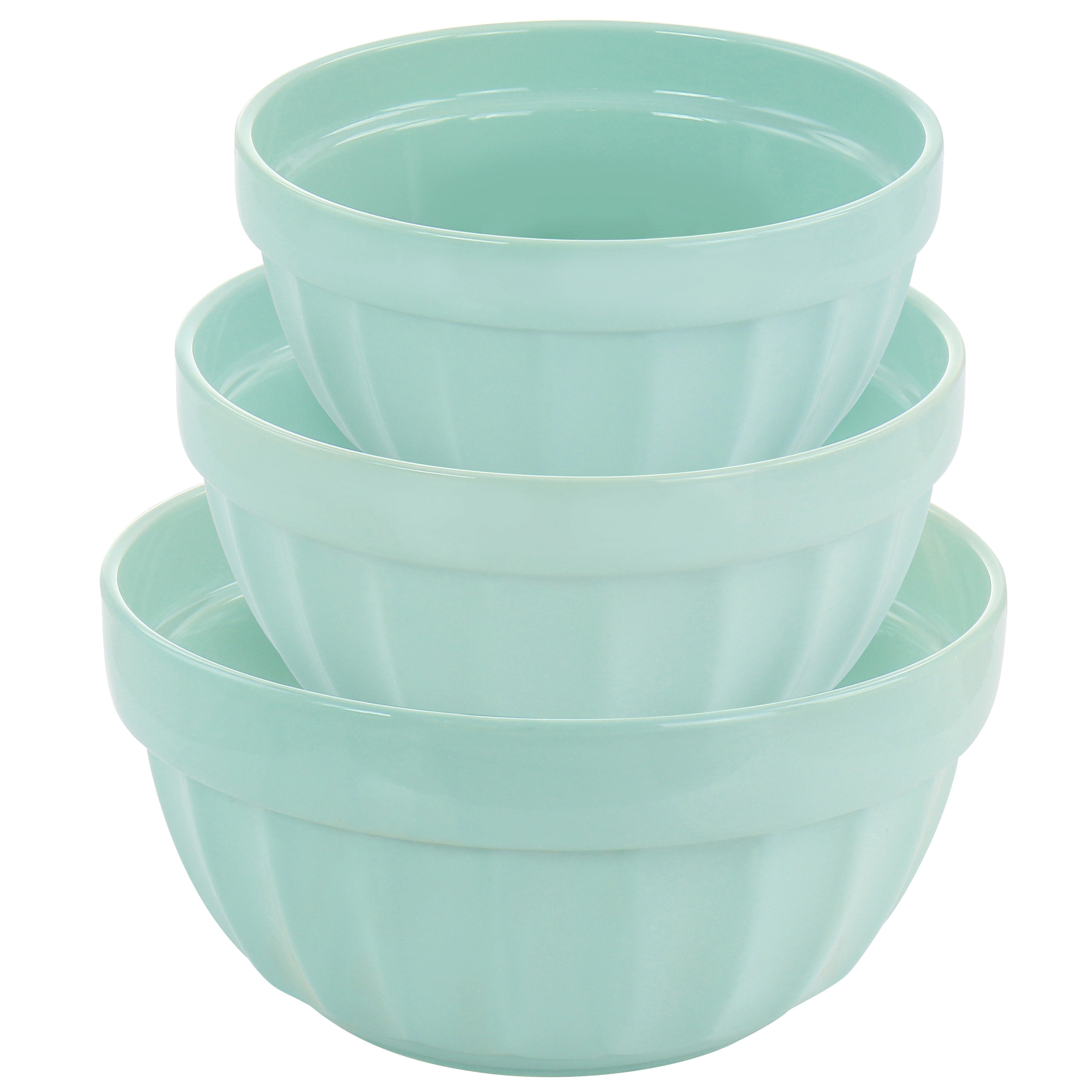 Martha Stewart 3 Piece Stoneware Bowl Set in Turquoise