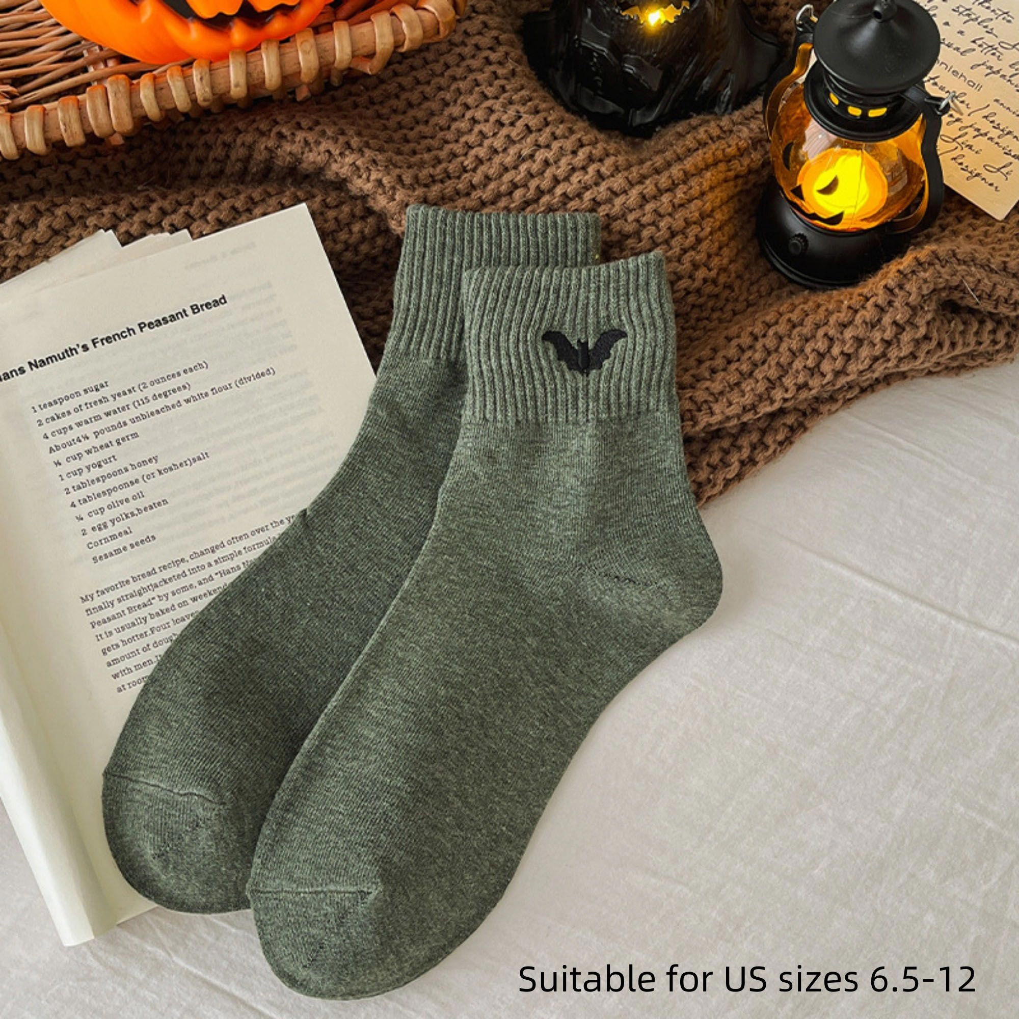 Anna-Kaci Women's 3-Pair Halloween Ribbed Cuff Crew Socks