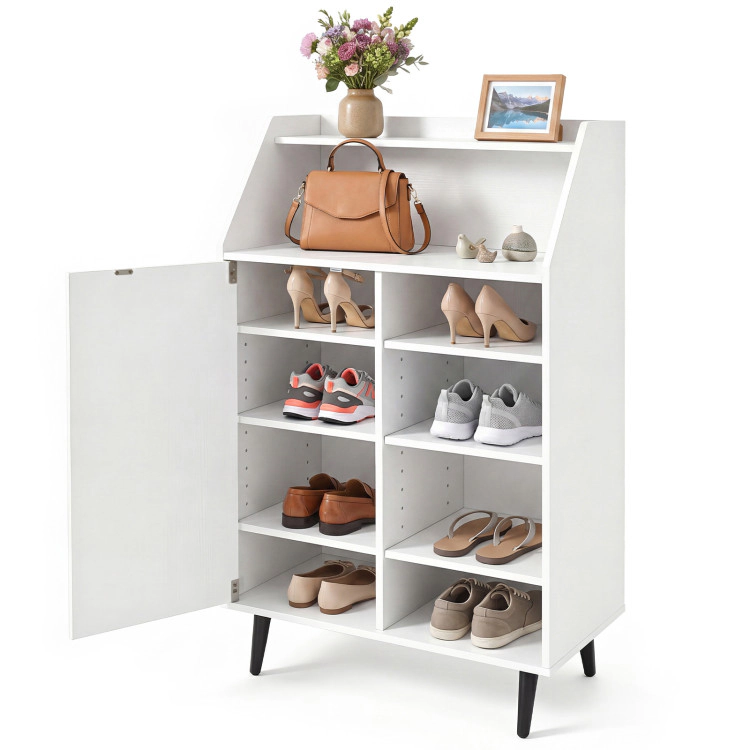 Hivvago Shoe Storage Cabinet with 2-Tier Open Compartment and 4-Tier Adjustable Shelf