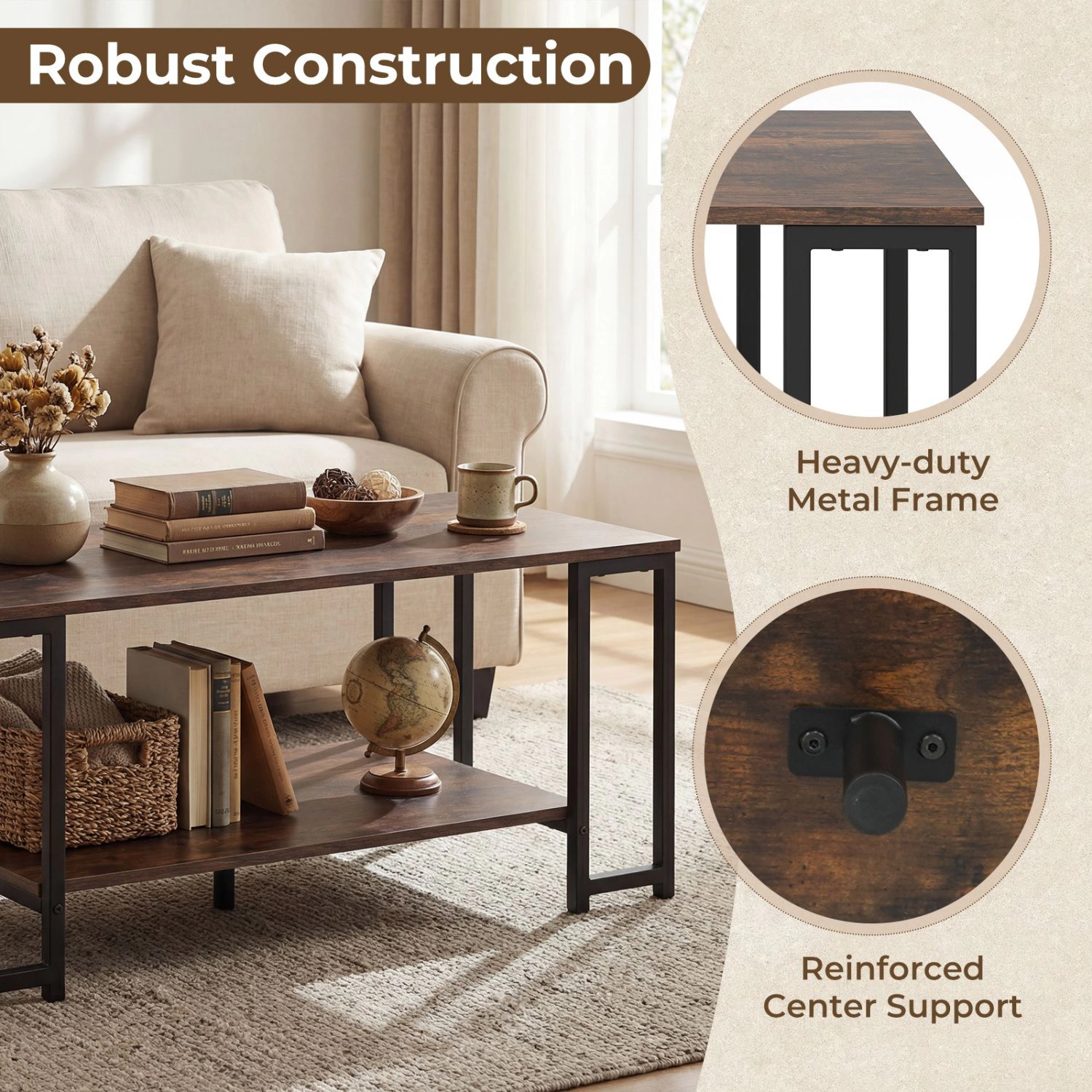 SlickBlue Modern Accent Table Open Storage Shelf Coffee