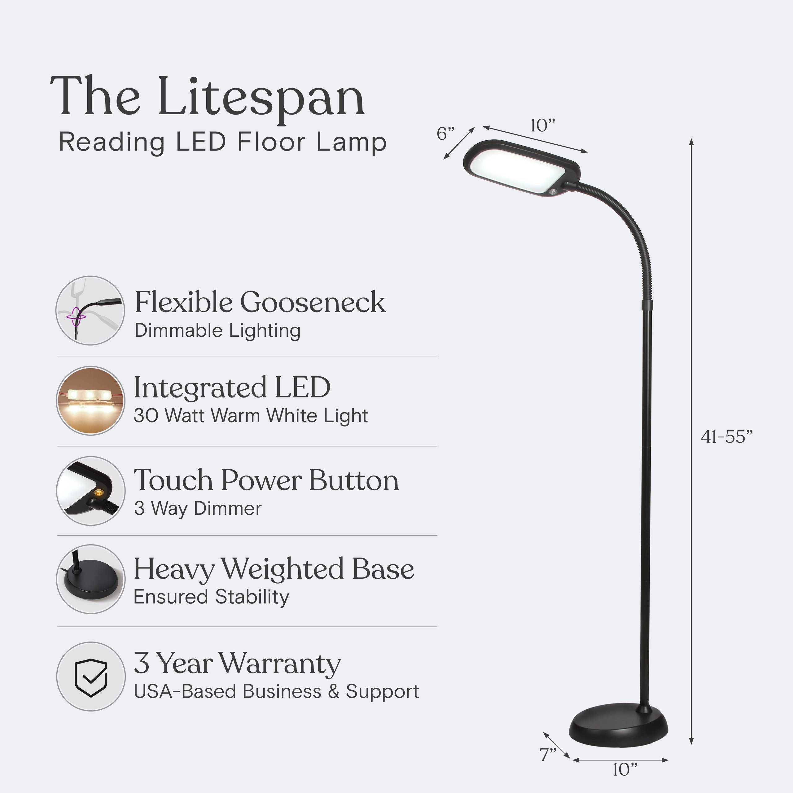Brightech Litespan Slim Adjustable Floor Lamp