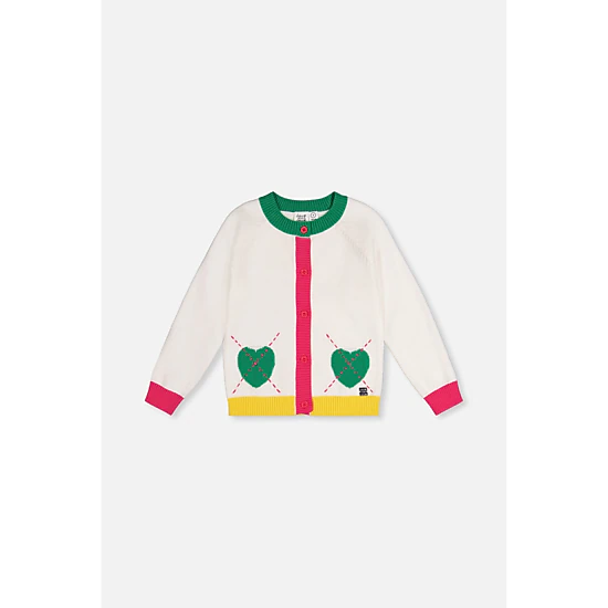 Deux par Deux Girls Floral Pointelle Knitted Cardigan