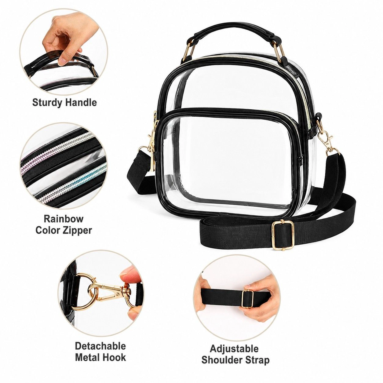 Alilang Women's Clear Crossbody Bag with Phone Pocket and Adjustable Strap