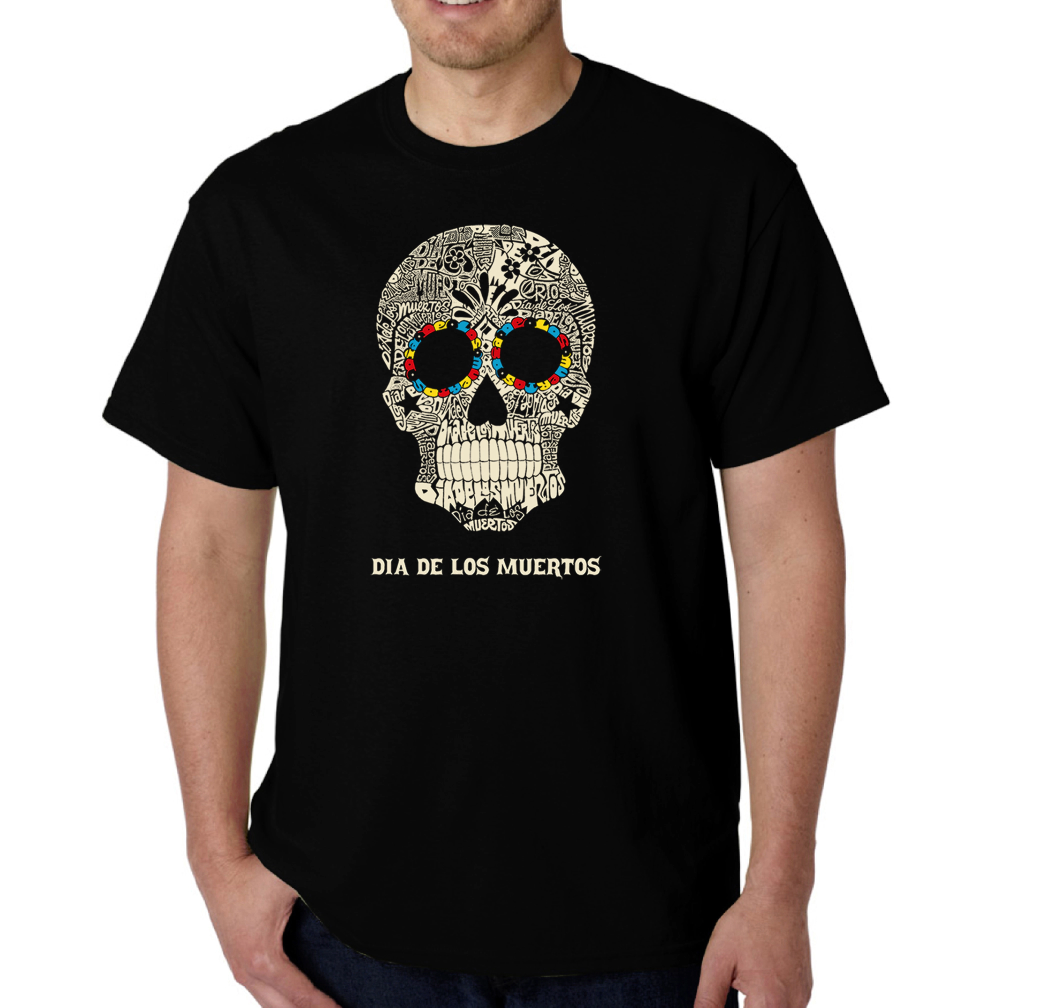 LA Pop Art Men's Dia De Los Muertos Word T-Shirt