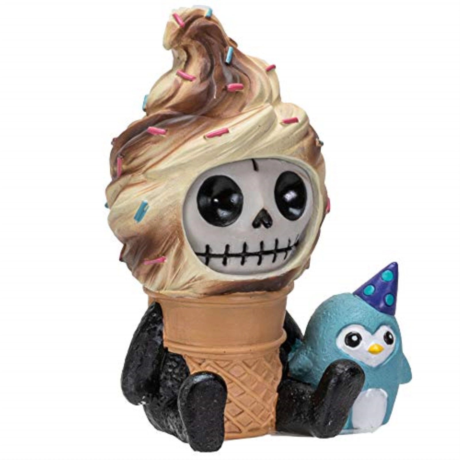 Pacific Giftware Furrybones Softo Skeleton in Ice Cream Cone Figurine 3 inch