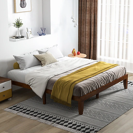LJG 14 Inch King Size Wood Platform Bed Frame