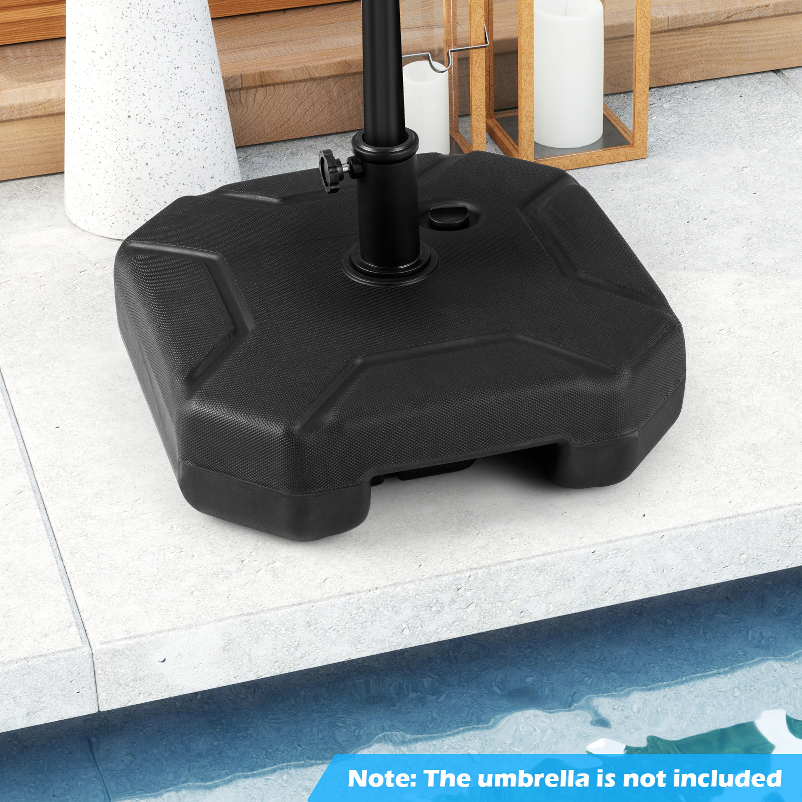 Slickblue Unisex Universal Patio Umbrella Base with Handle and Adjustable Tightener Black