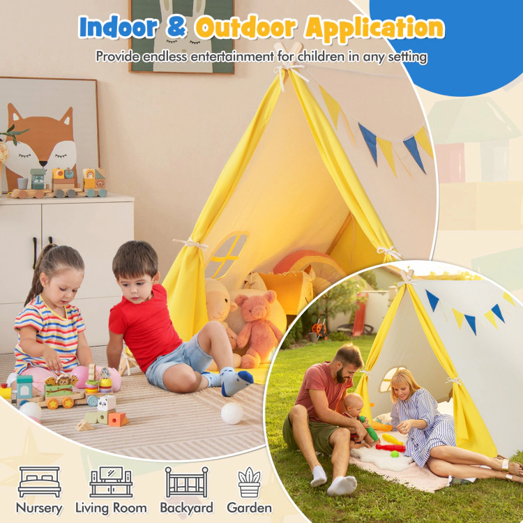 Hivvago Kids Play Tent with Solid Wood Frame Holiday Birthday Gift & Toy for Boys & Girls