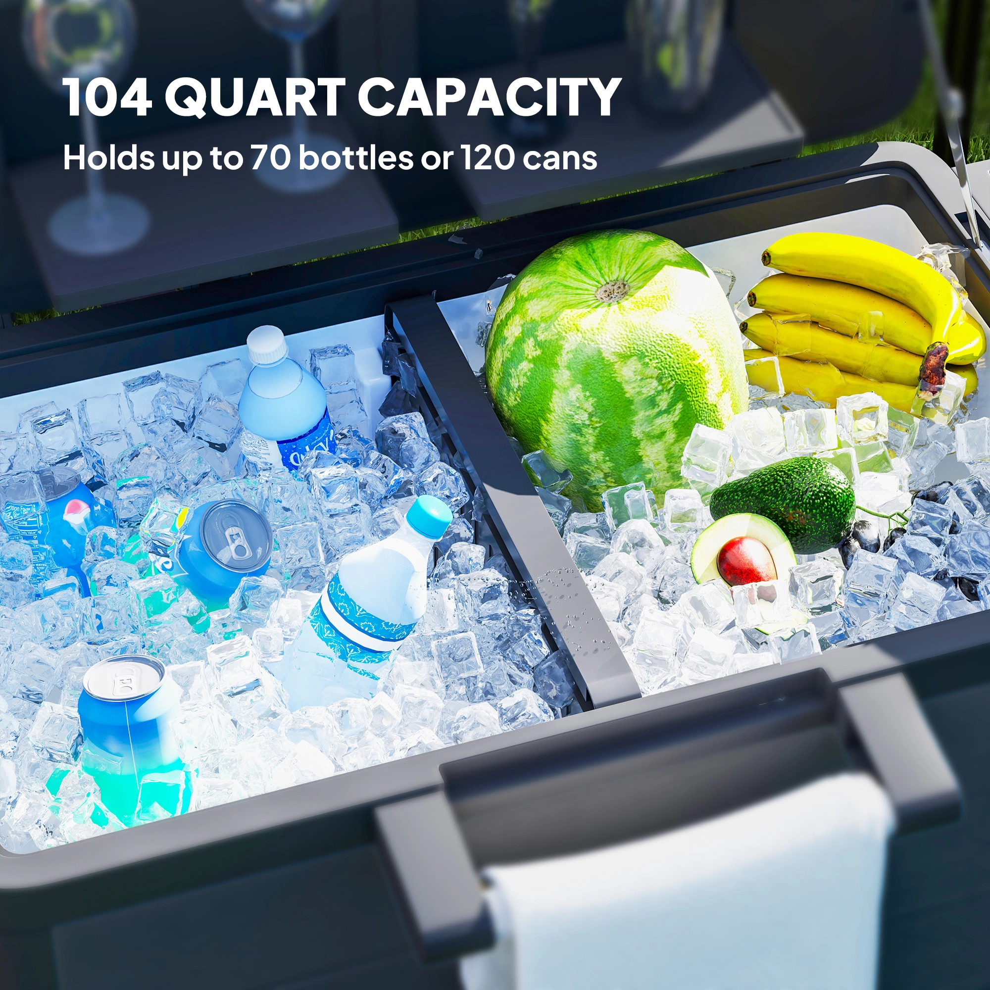 HONGGE 104 Quart Large Capacity Outdoor Cooler Cart Patio Rolling Ice Chest with Bottle Opener Shelves Wheels