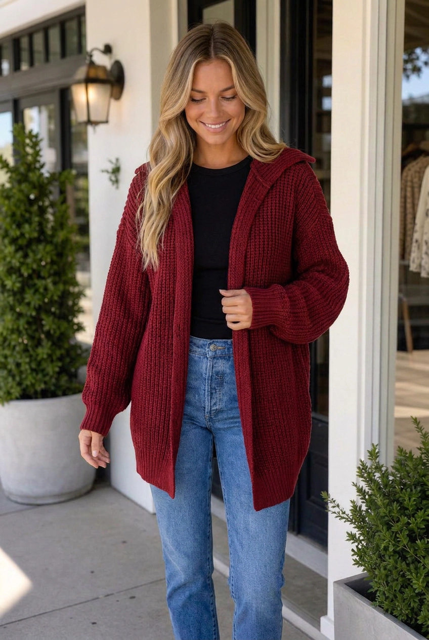 Threaded Pear Women's Haidyn Knit Oversized Front Sweater