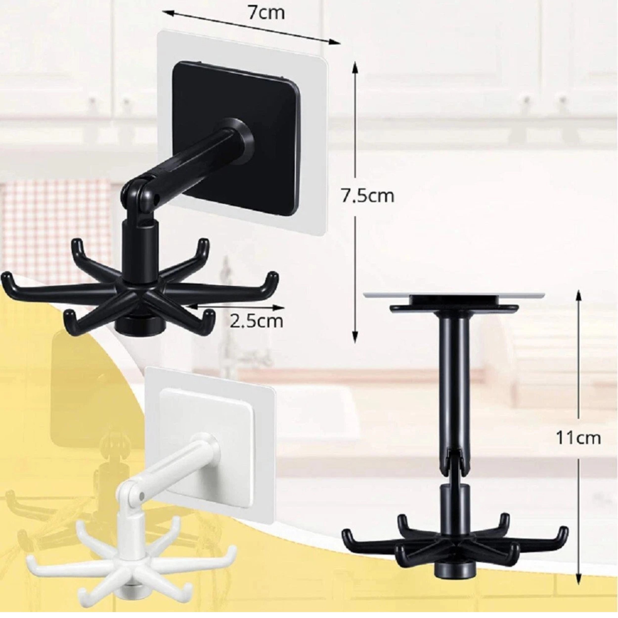 Home Collection 360° Rotating 6-Claw Utility Hook Self-Adhesive Wall Hanger