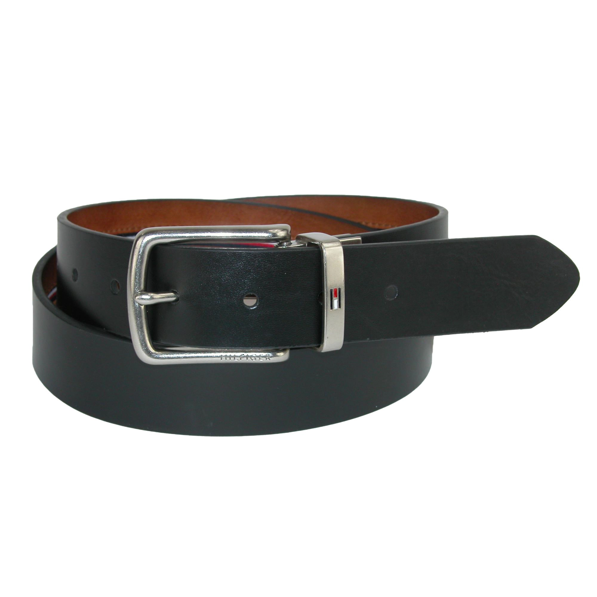 Tommy Hilfiger Men's Reversible Jean Belt with Ribbon Inlay