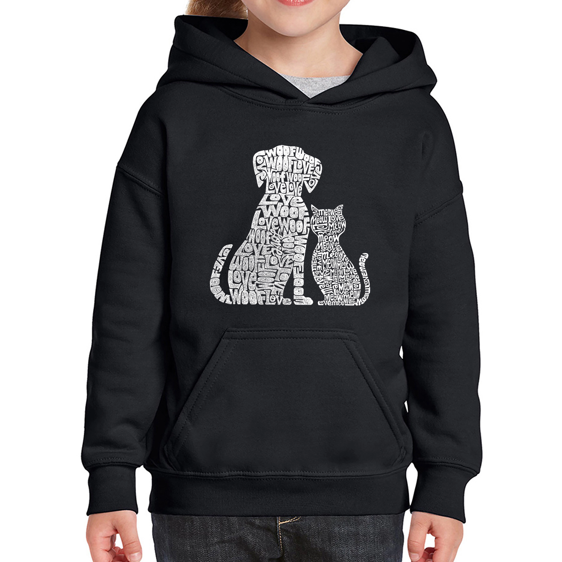 LA Pop Art Girls Word Hoodie - Dogs and Cats