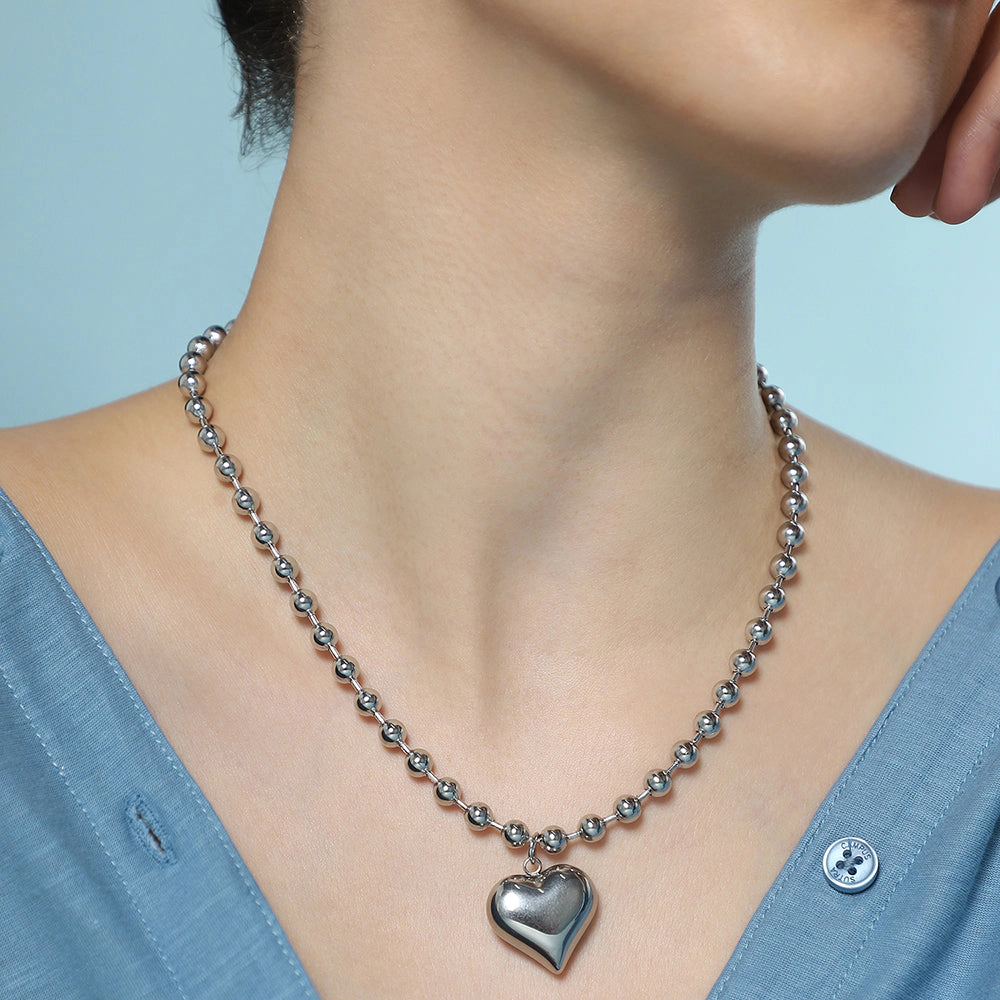 SOHI Women's The Puffer-Cuoer Pendant Necklace - Chrome Silver