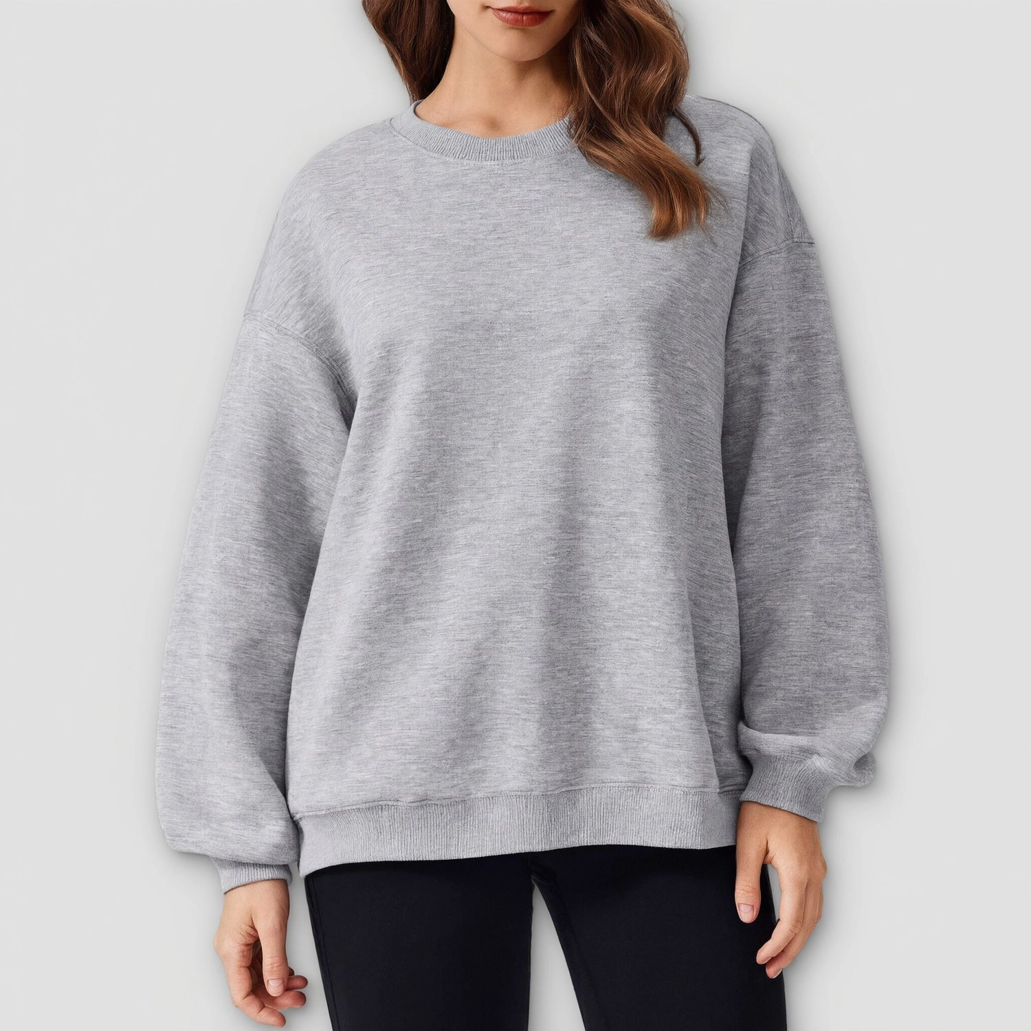 Pinspark Womens Oversized Crew Neck Sweatshirt Long Sleeve Drop Shoulder Casual Tops