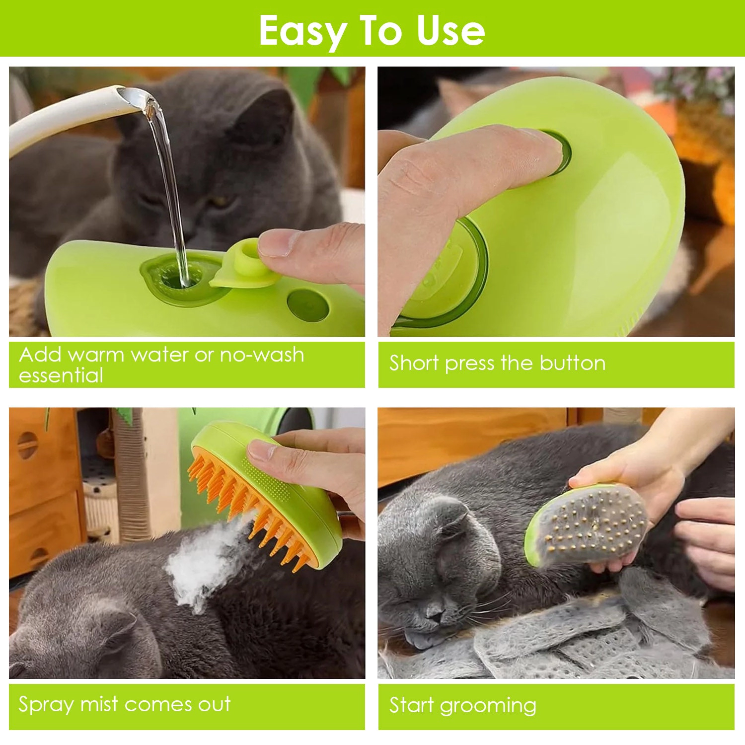 GBruno 3-in-1 Steam Cat Grooming Brush