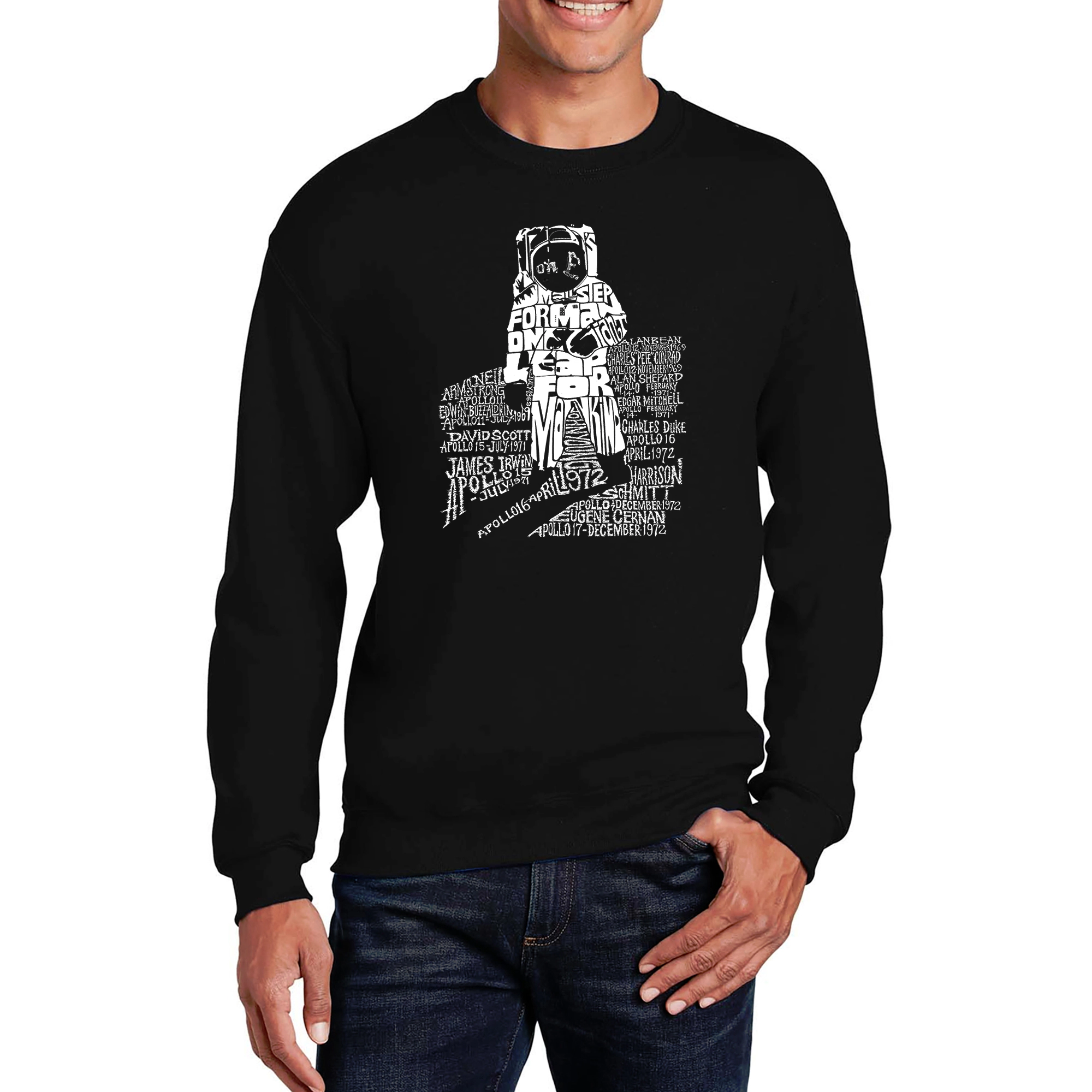 LA Pop Art Astronaut - Mens Word Crew Sweatshirt