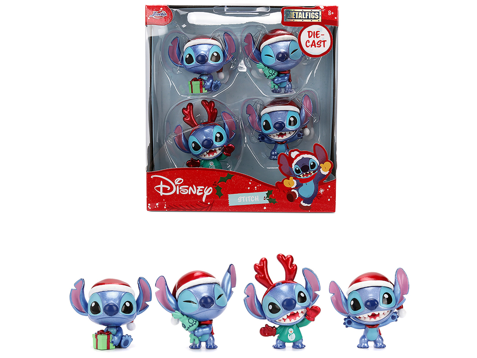 Jada Set of 4 Diecast Figures "Disney's Stitch Christmas Edition" "Metalfigs" Series by Jada