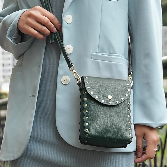 Mia K Collection Filomena Pebble Vegan Leather Crossbody - Gold-Tone Hardware